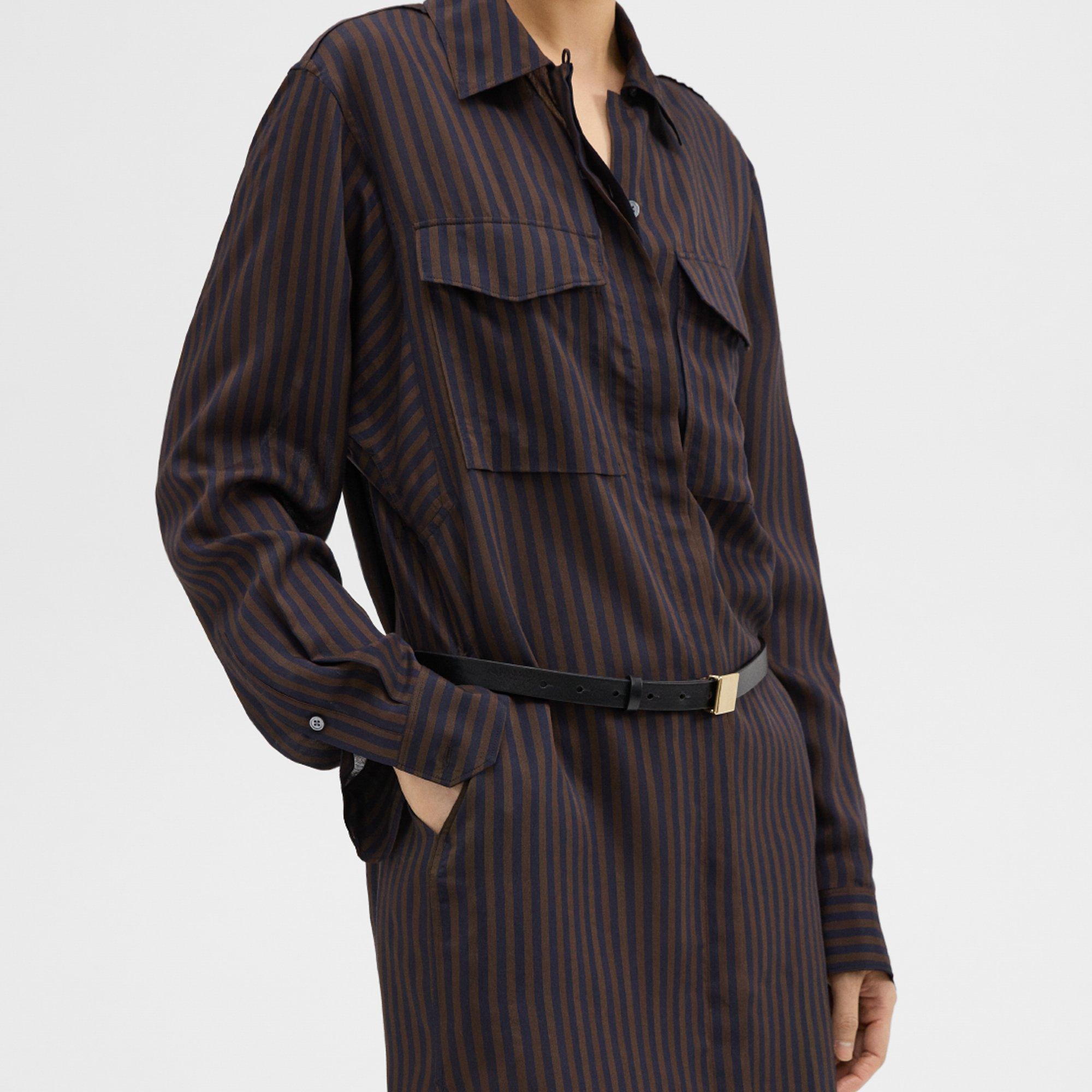 Striped Silk-Viscose Shirt Dress