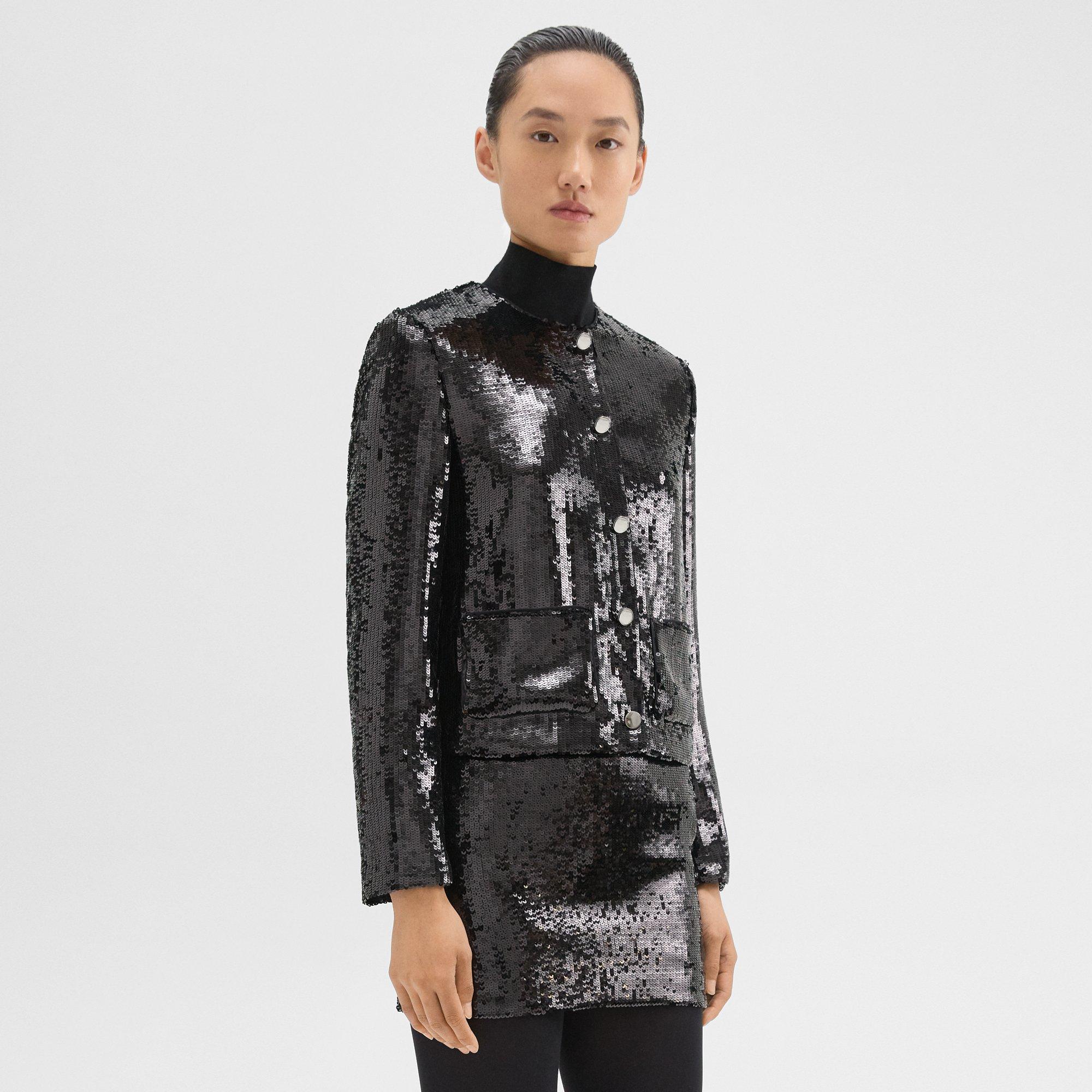 Cropped Jacket in Recycled Sequins