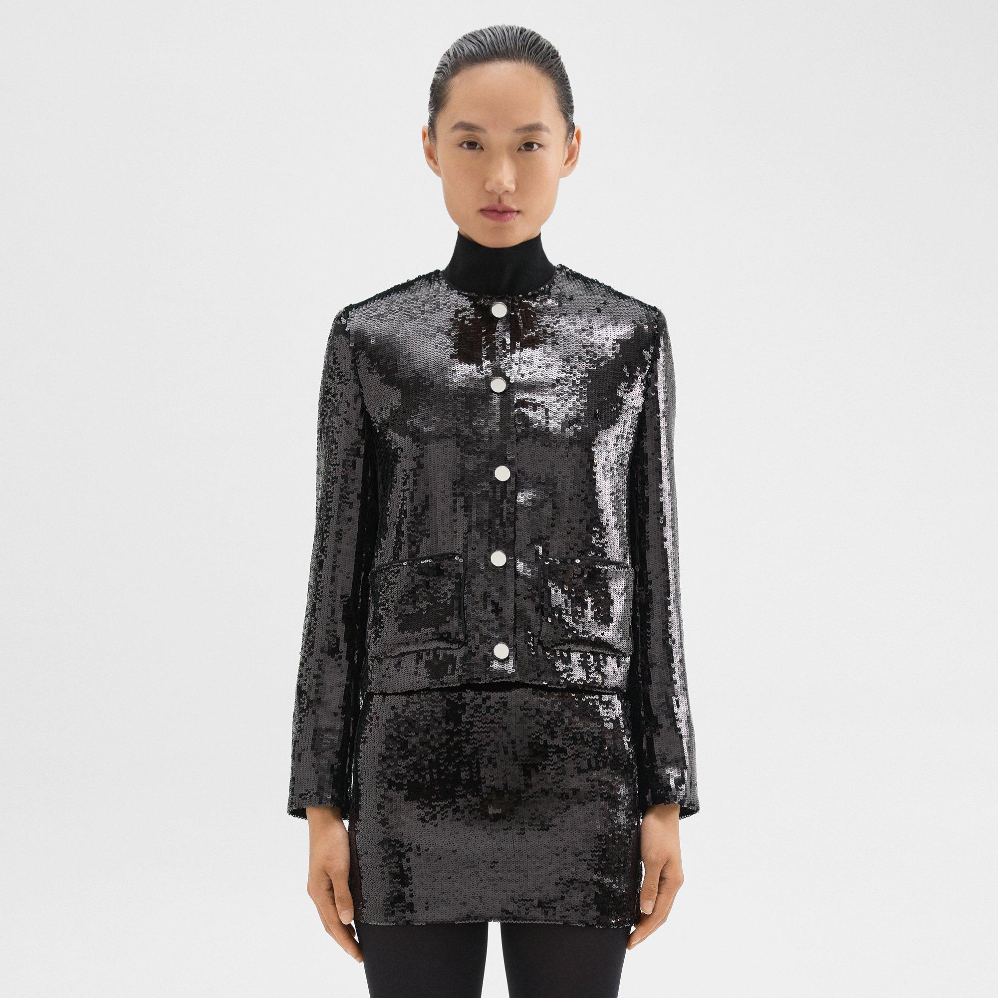 Theory Cropped Jacket in Recycled Sequins