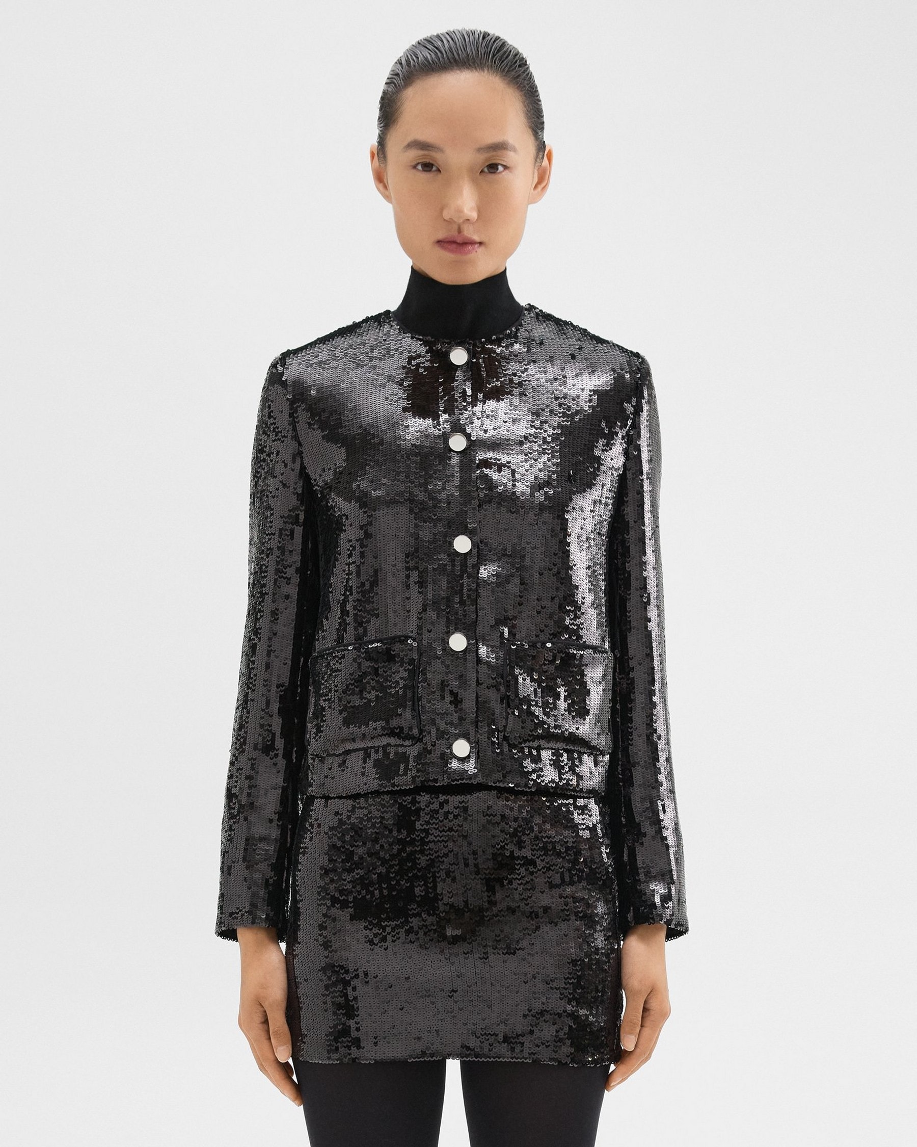 Theory Cropped Jacket in Recycled Sequins