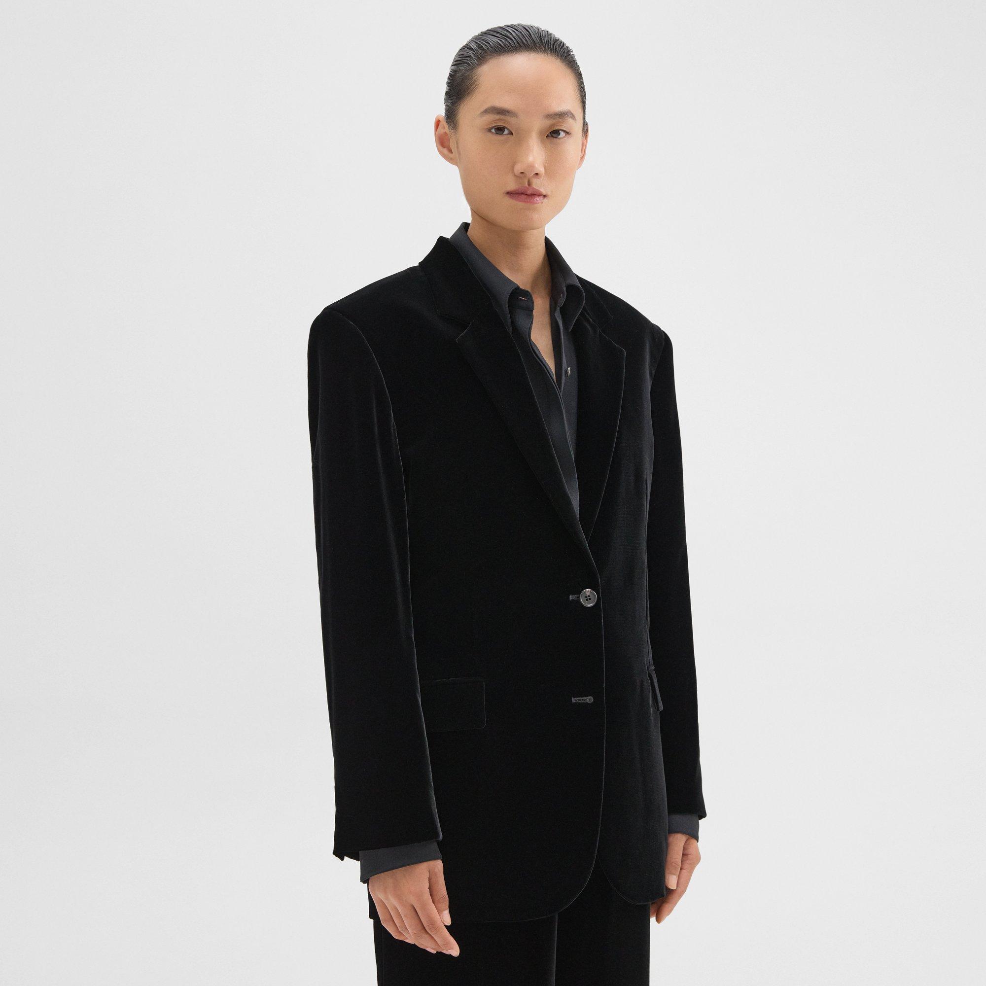 Stretch Velvet Tailored Blazer | Theory