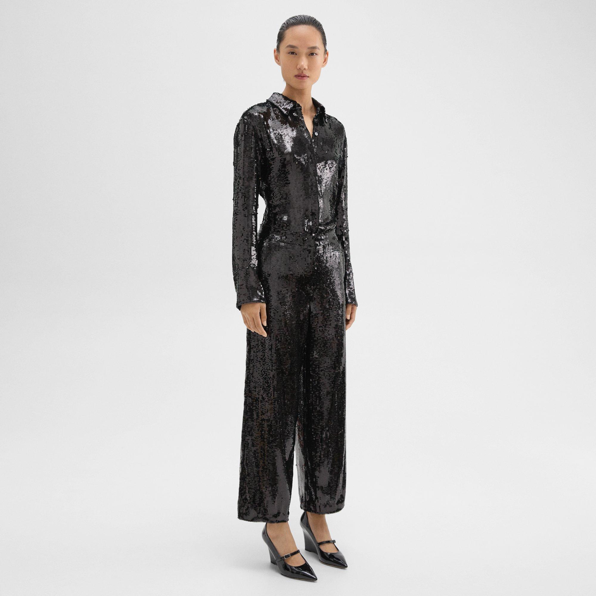 Relaxed Straight Pant in Recycled Sequins