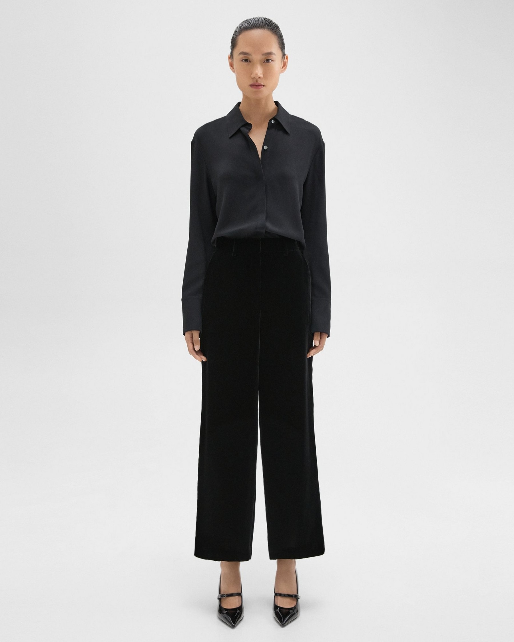 Theory Relaxed Straight Pant in Stretch Velvet