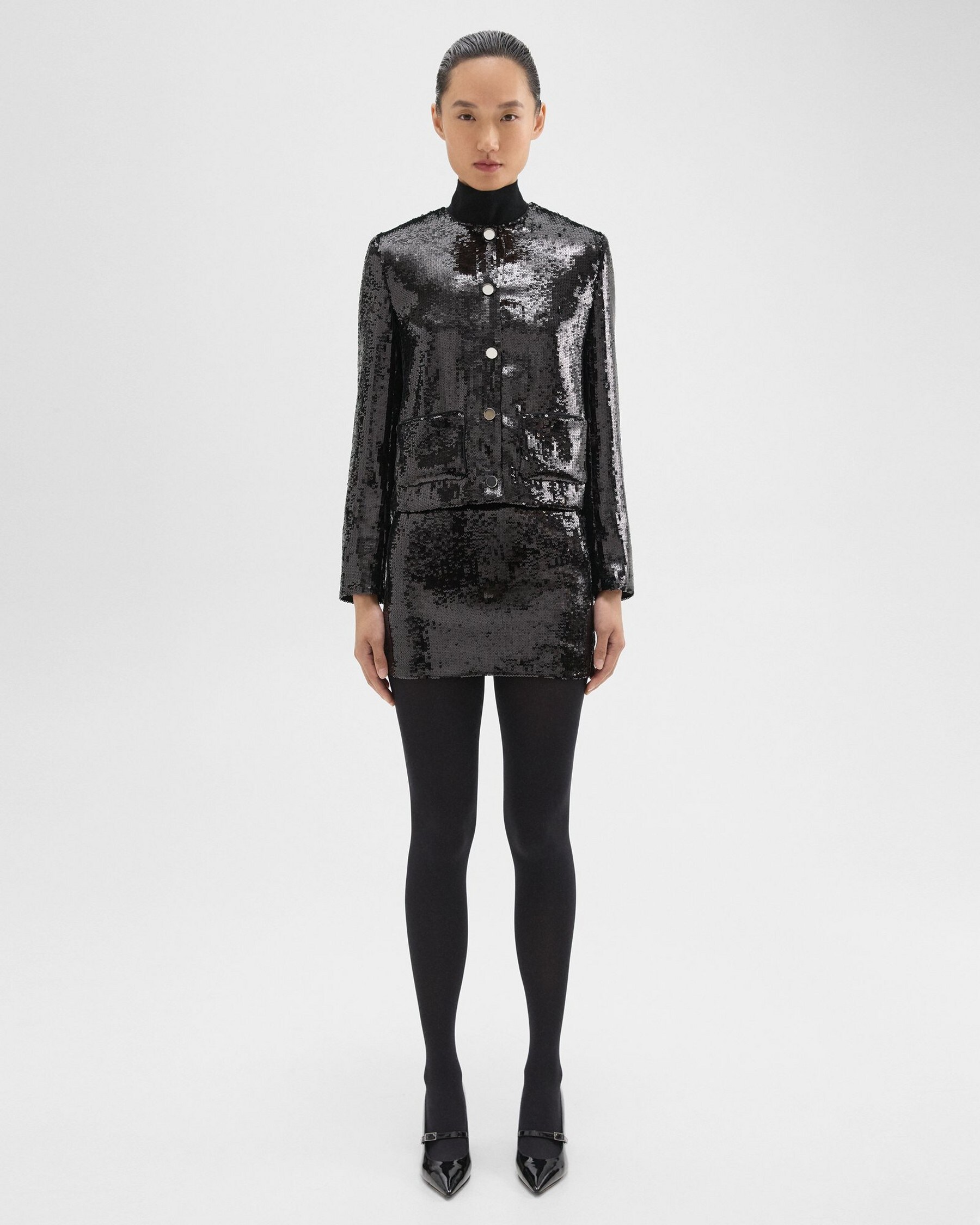 Theory Slice Mini Skirt in Recycled Sequins