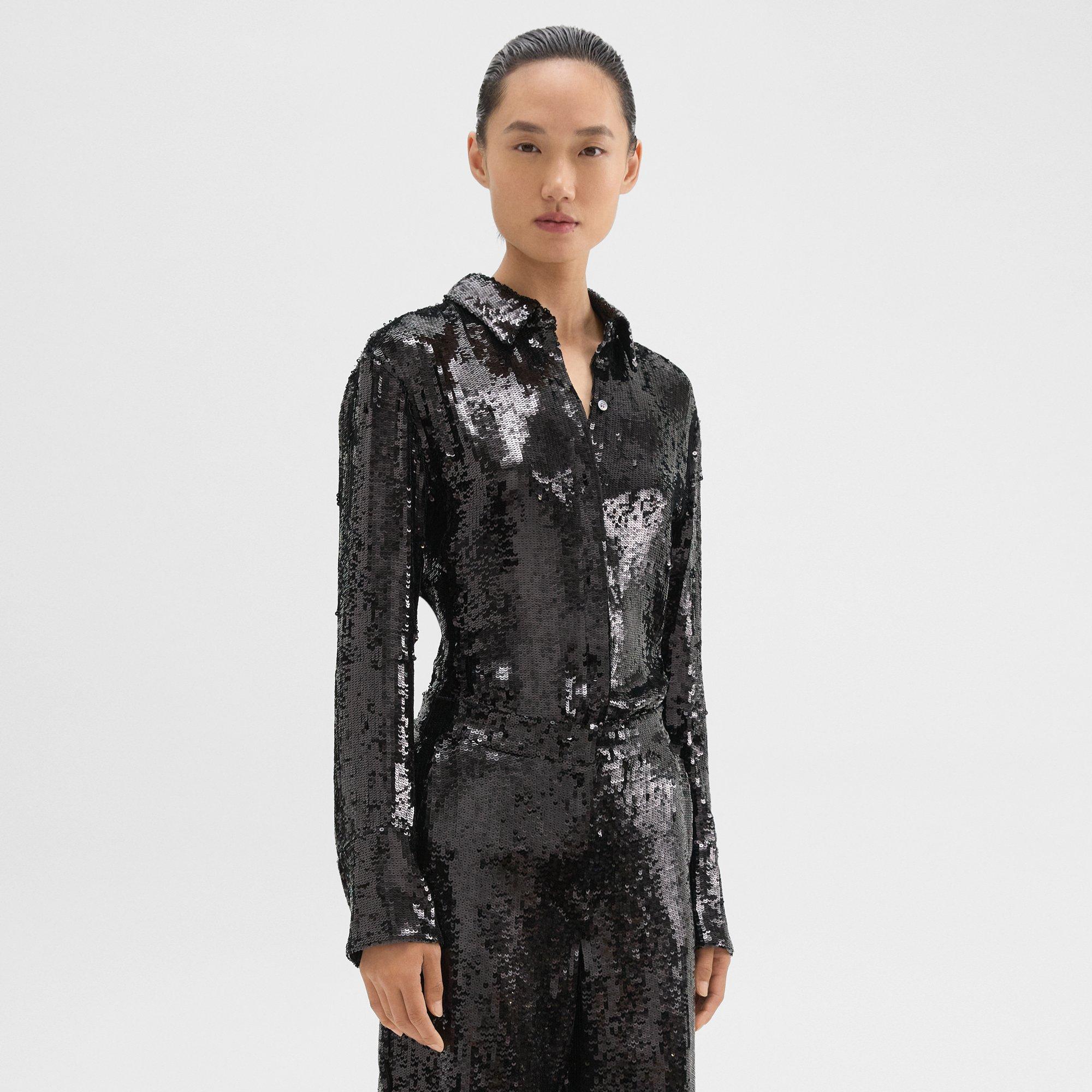 Slim Shirt in Recycled Sequins