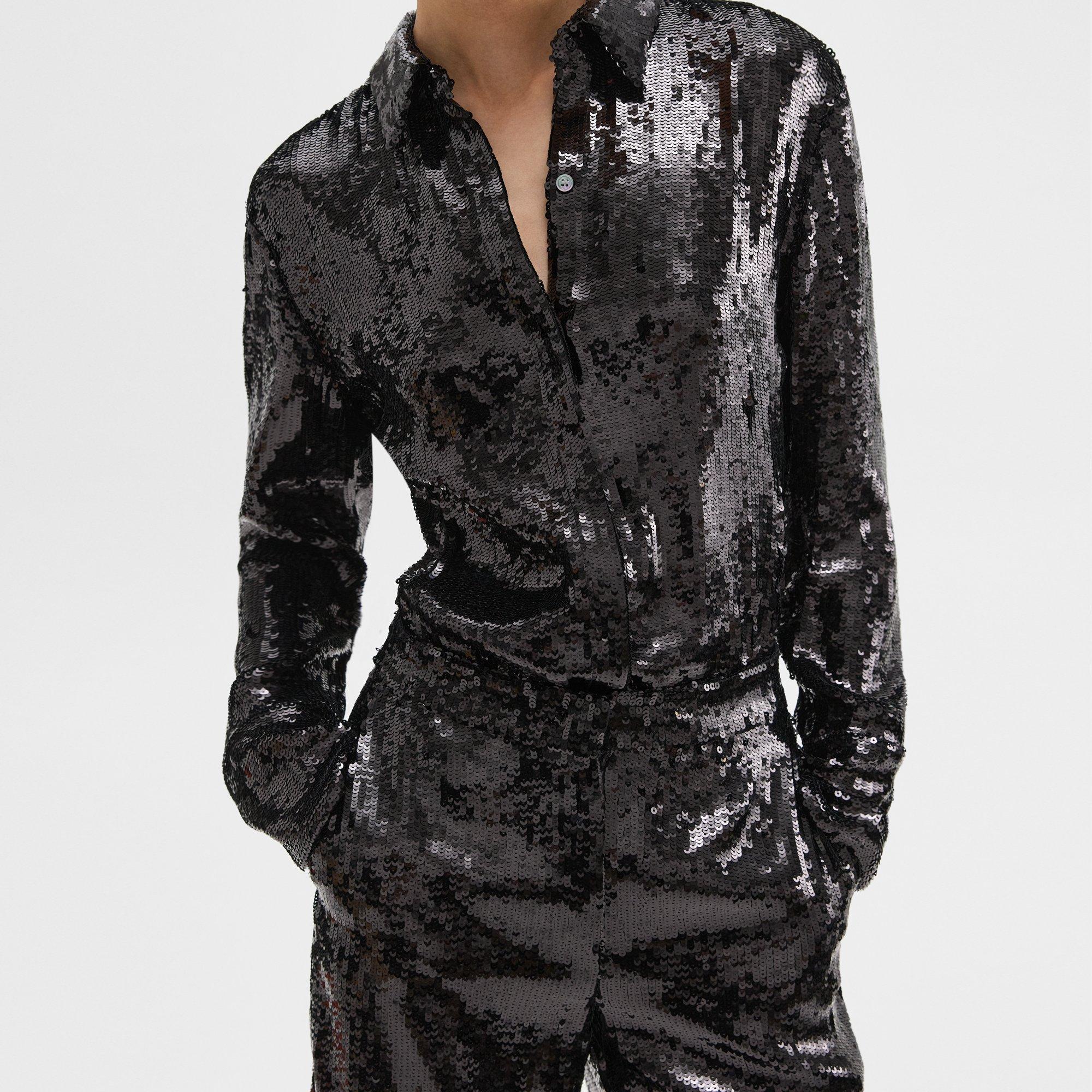 Slim Shirt in Recycled Sequins