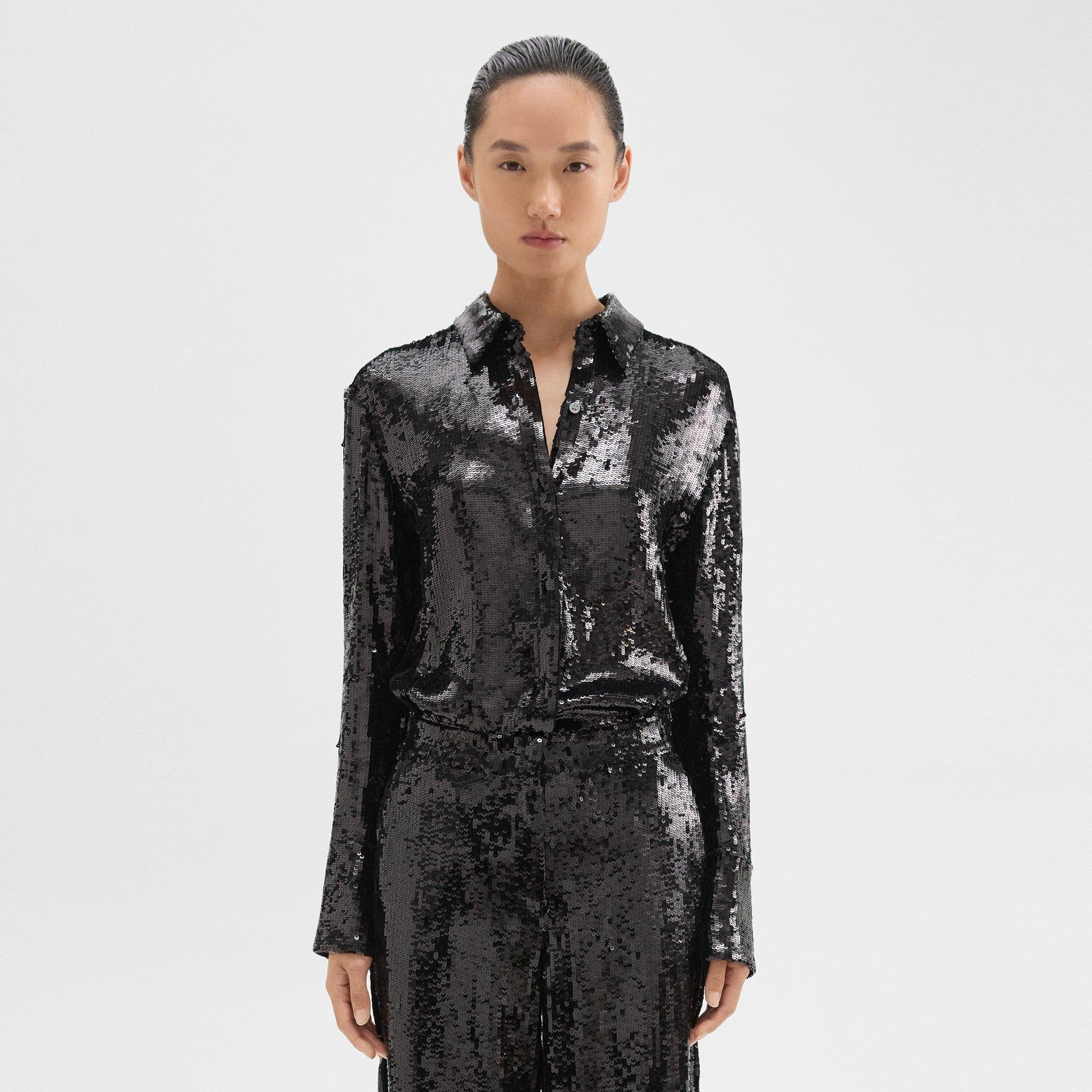 Theory Slim Shirt in Recycled Sequins