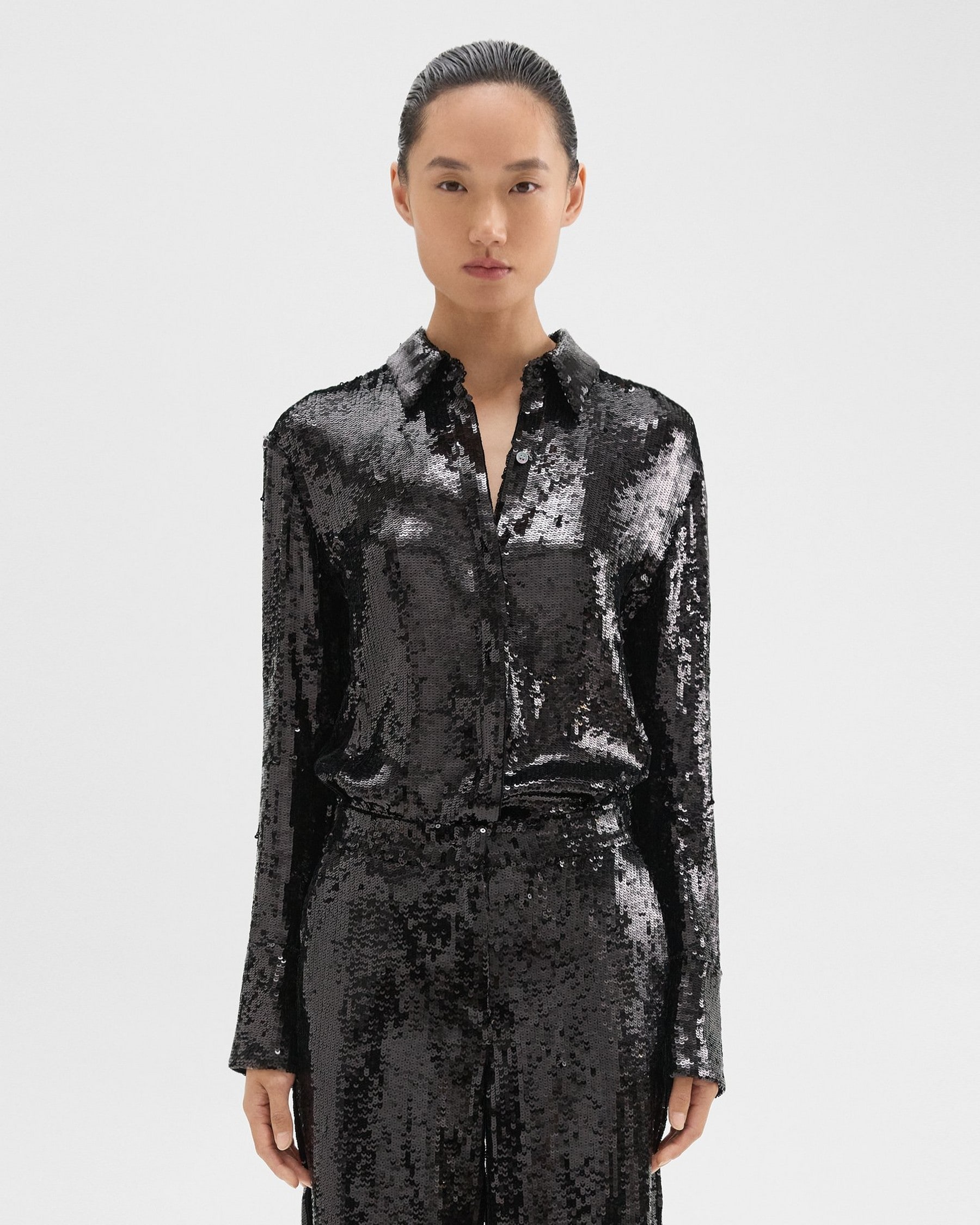 Theory Slim Shirt in Recycled Sequins