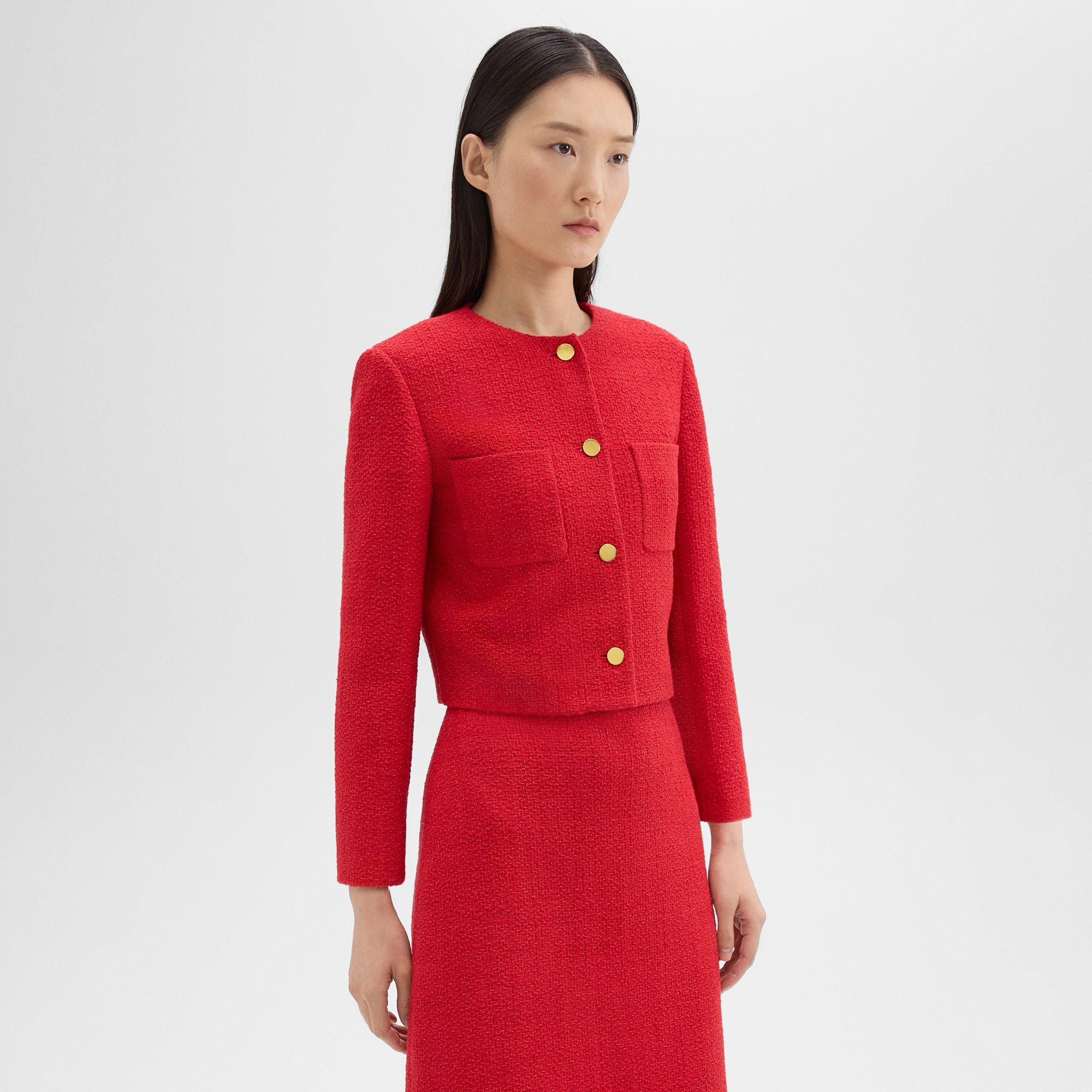 Cropped Jacket in Cotton-Blend Tweed