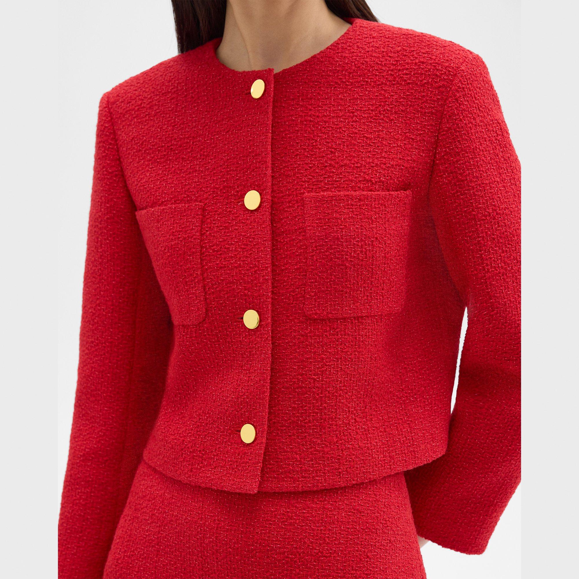 Cropped Jacket in Cotton-Blend Tweed