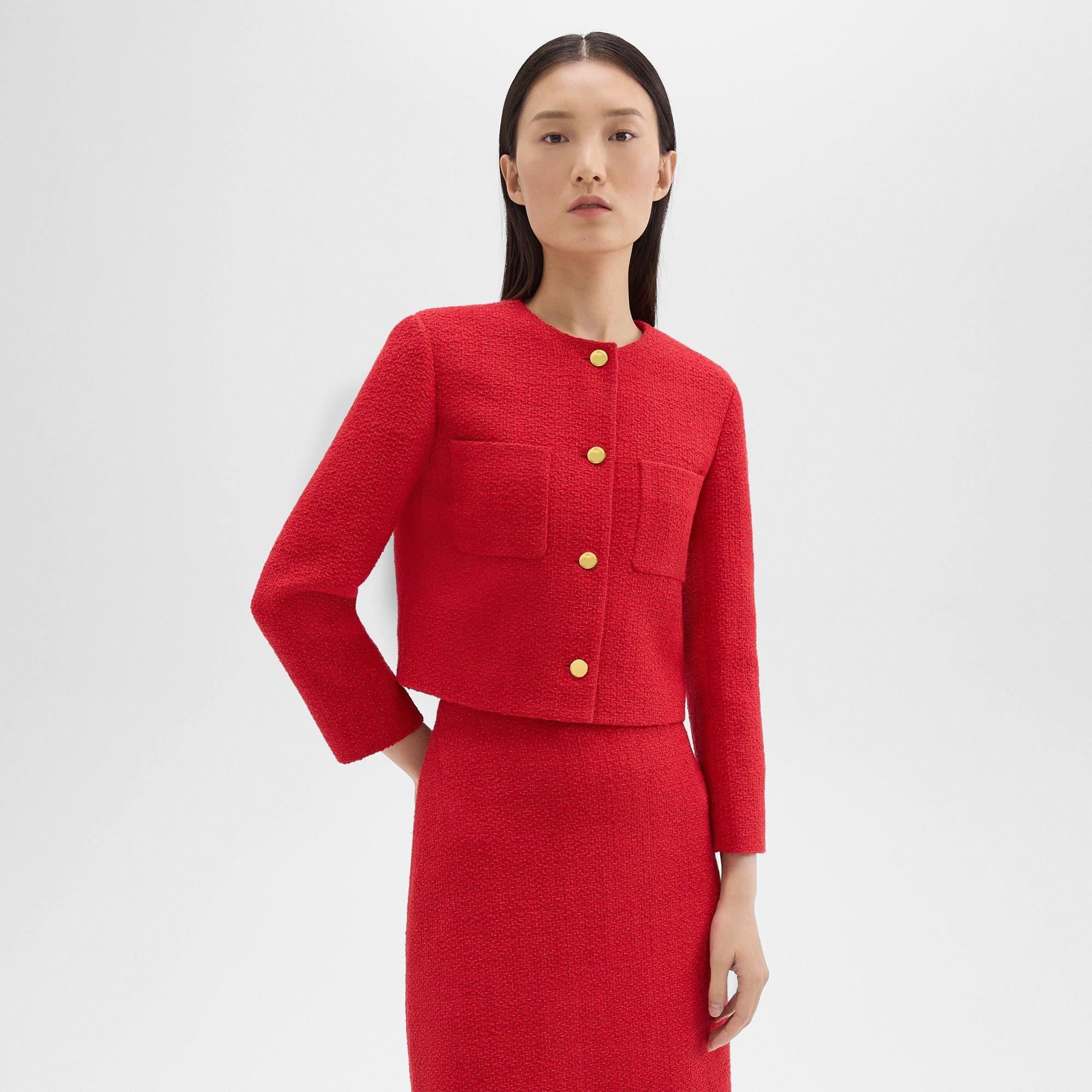 Cropped Jacket in Cotton-Blend Tweed