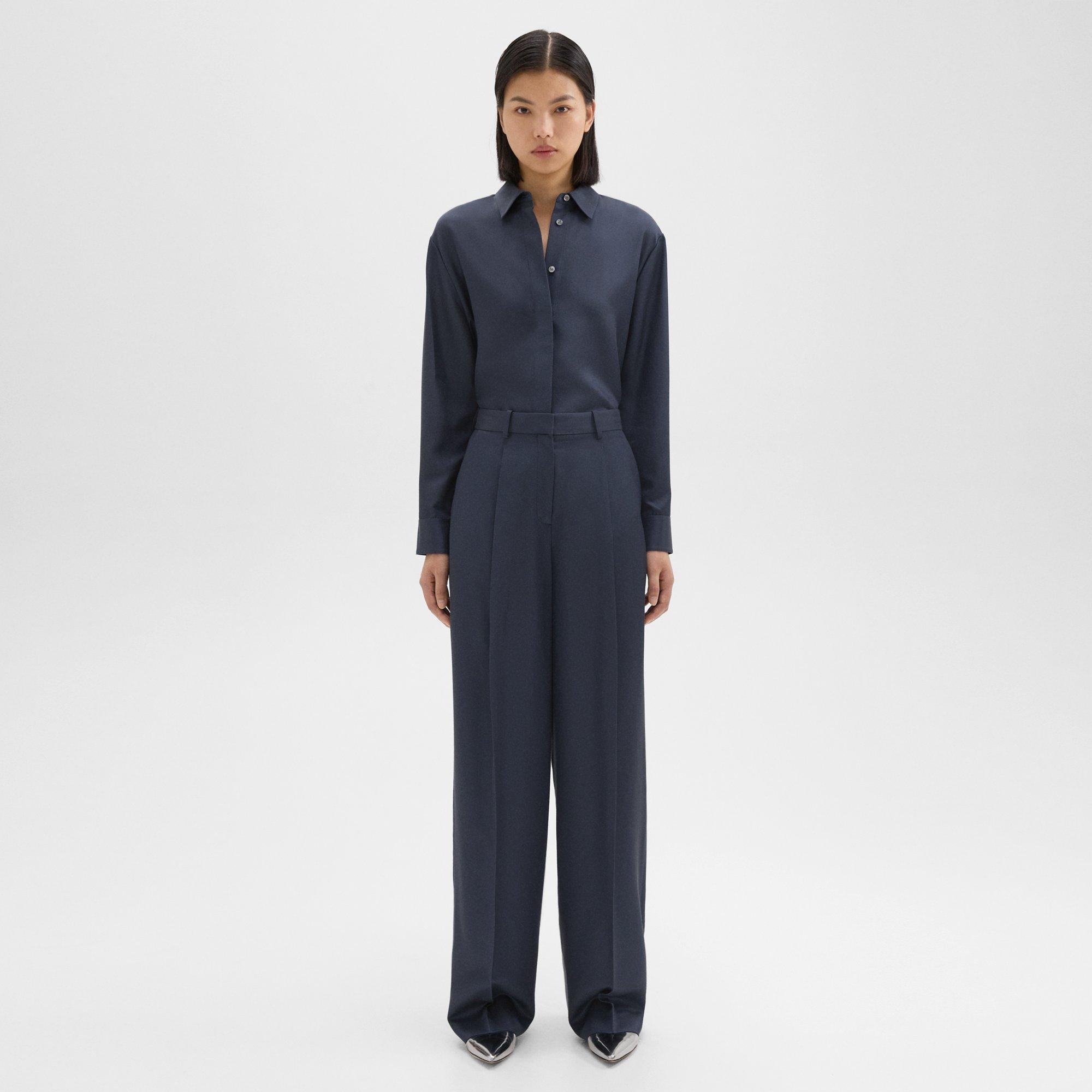 Single-Pleat Pant in Viscose Twill