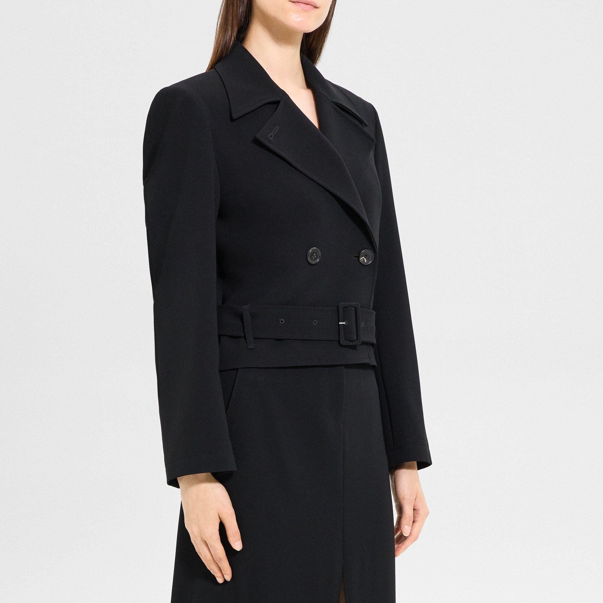 Double-Breasted Crop Trench in Admiral Crepe