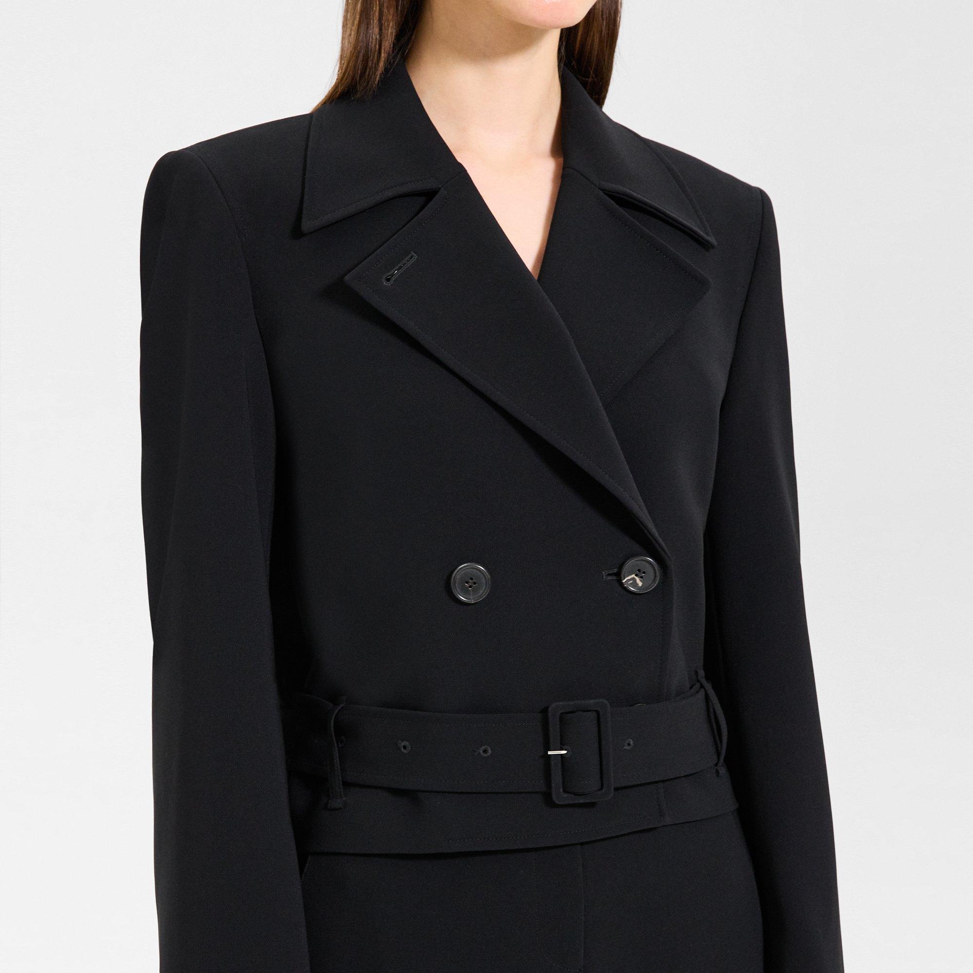 Double-Breasted Crop Trench in Admiral Crepe