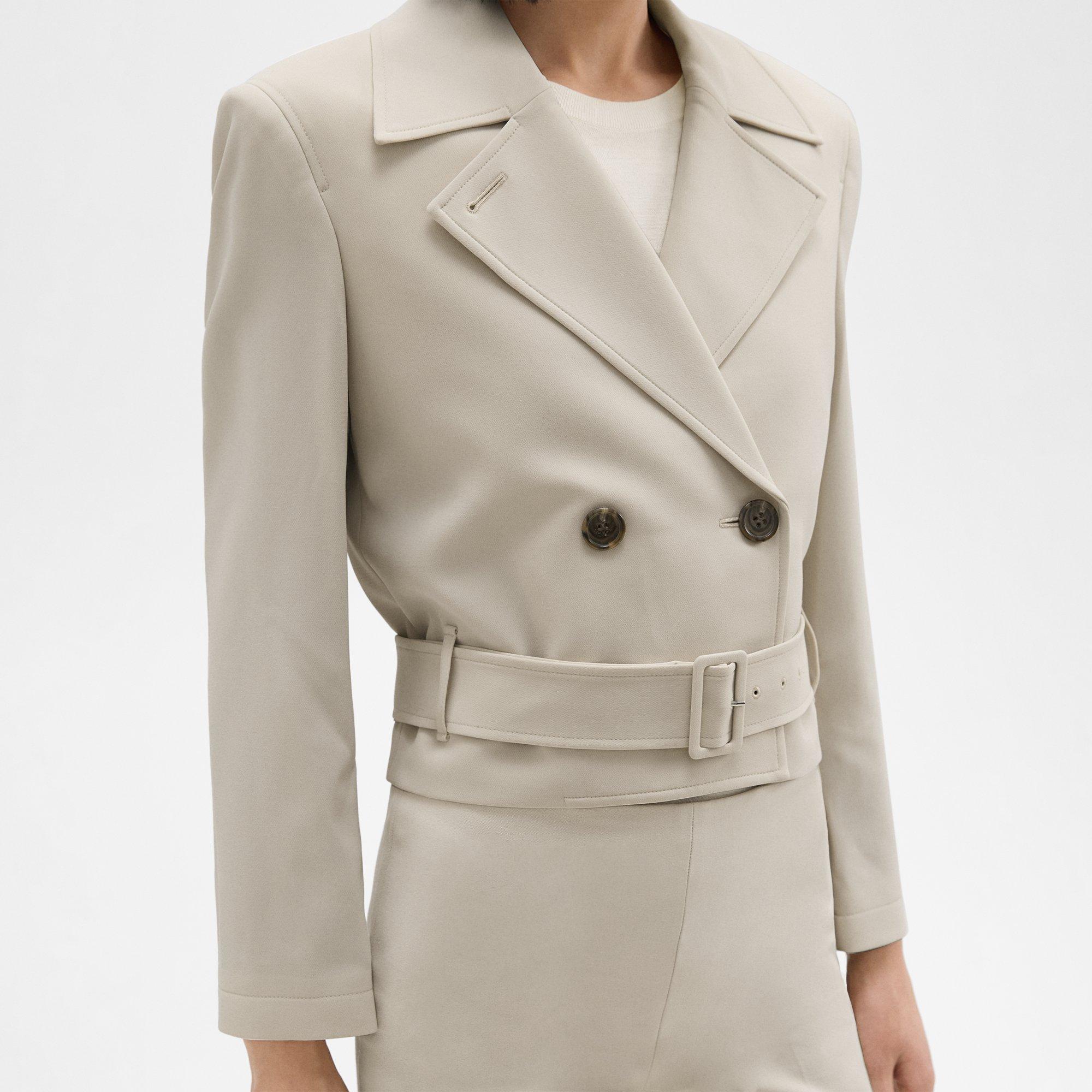 Double-Breasted Crop Trench in Admiral Crepe