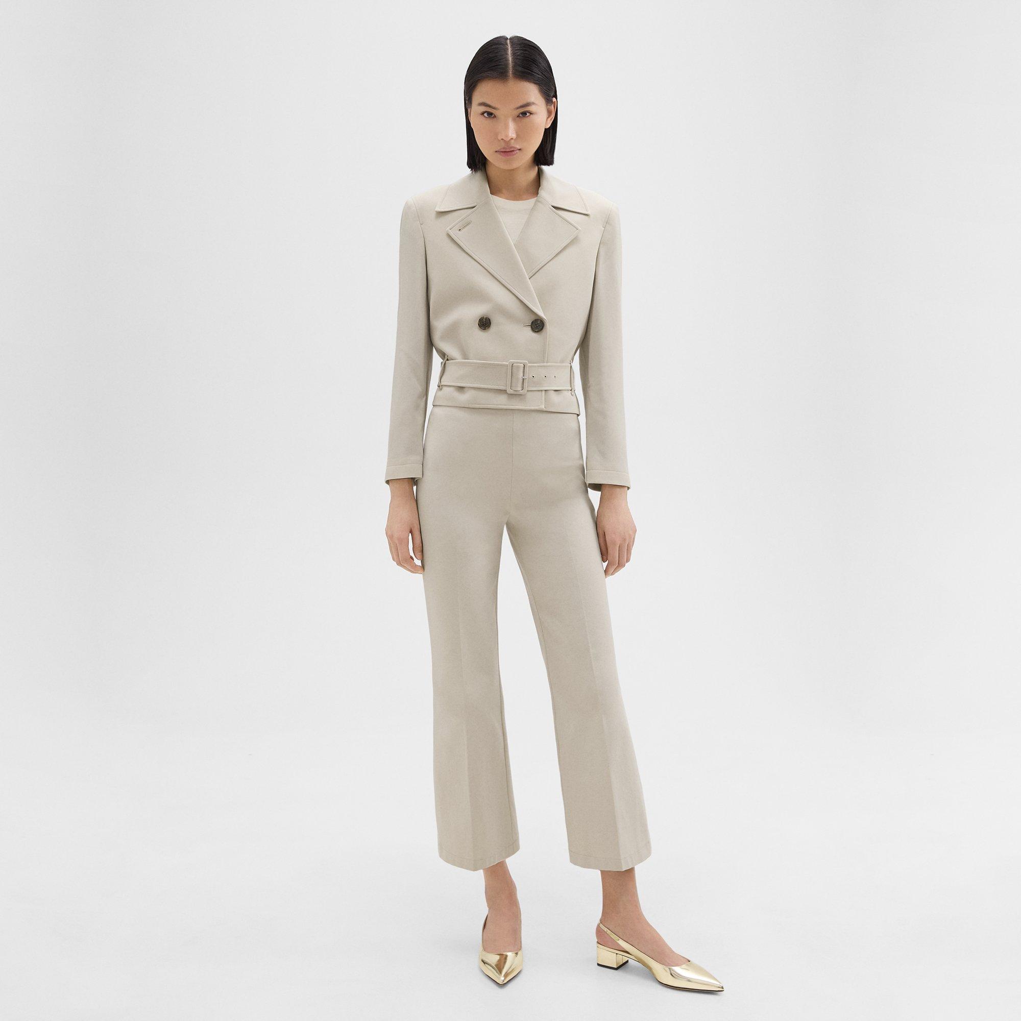 Admiral Crepe Double-Breasted Crop Trench | Theory