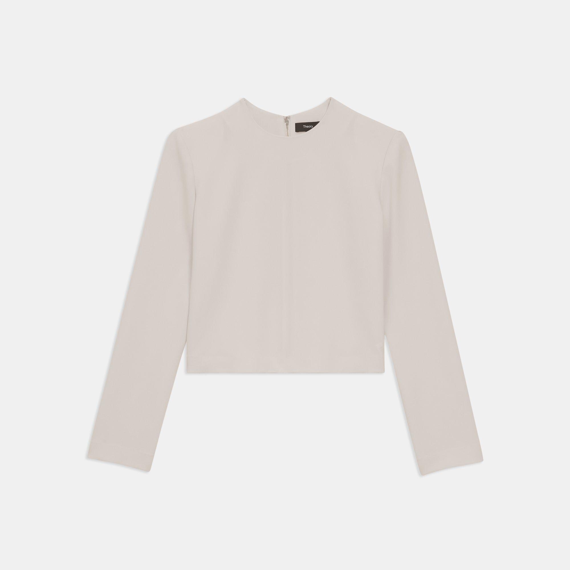 Long Sleeve Crop Top in Admiral Crepe