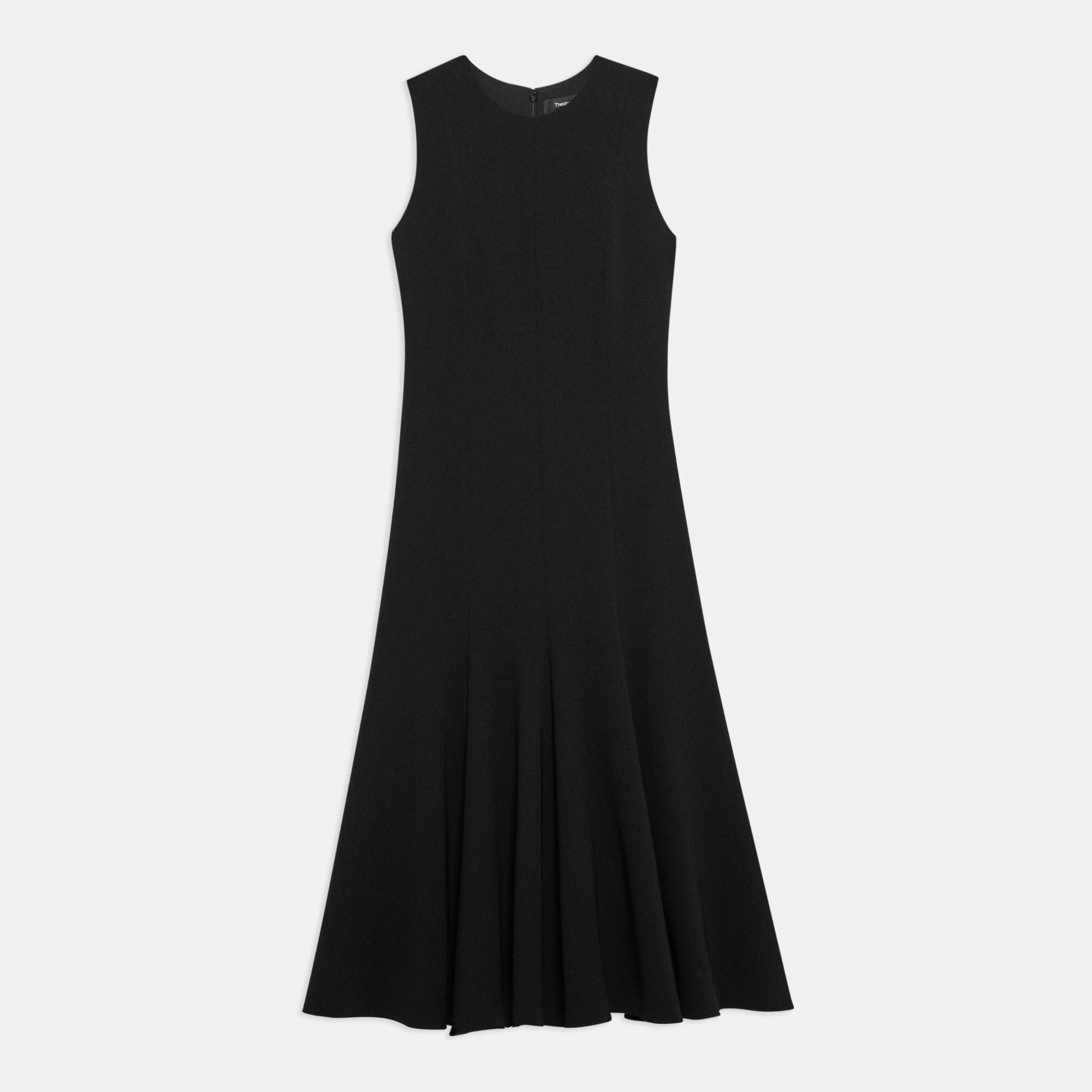 Sleeveless Fit-and-Flare Dress in Admiral Crepe