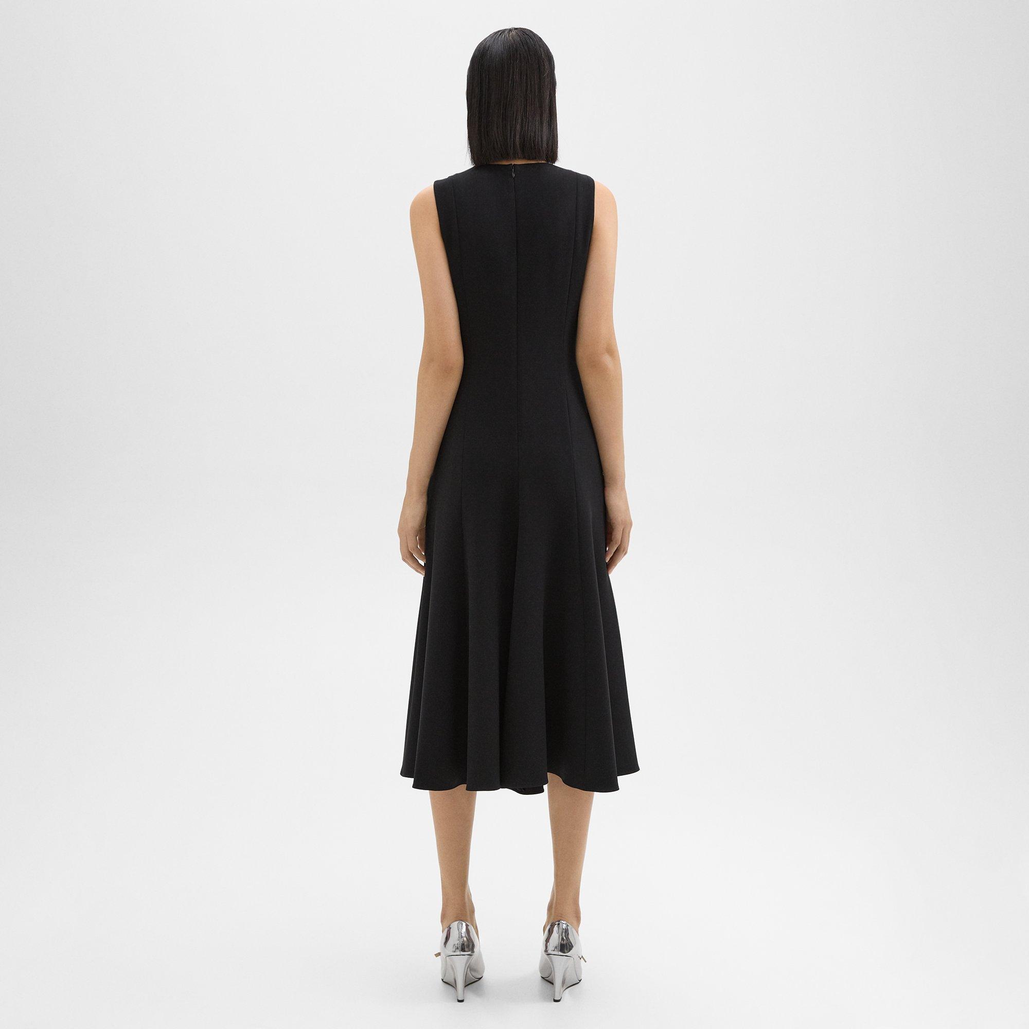 Sleeveless Fit-and-Flare Dress in Admiral Crepe