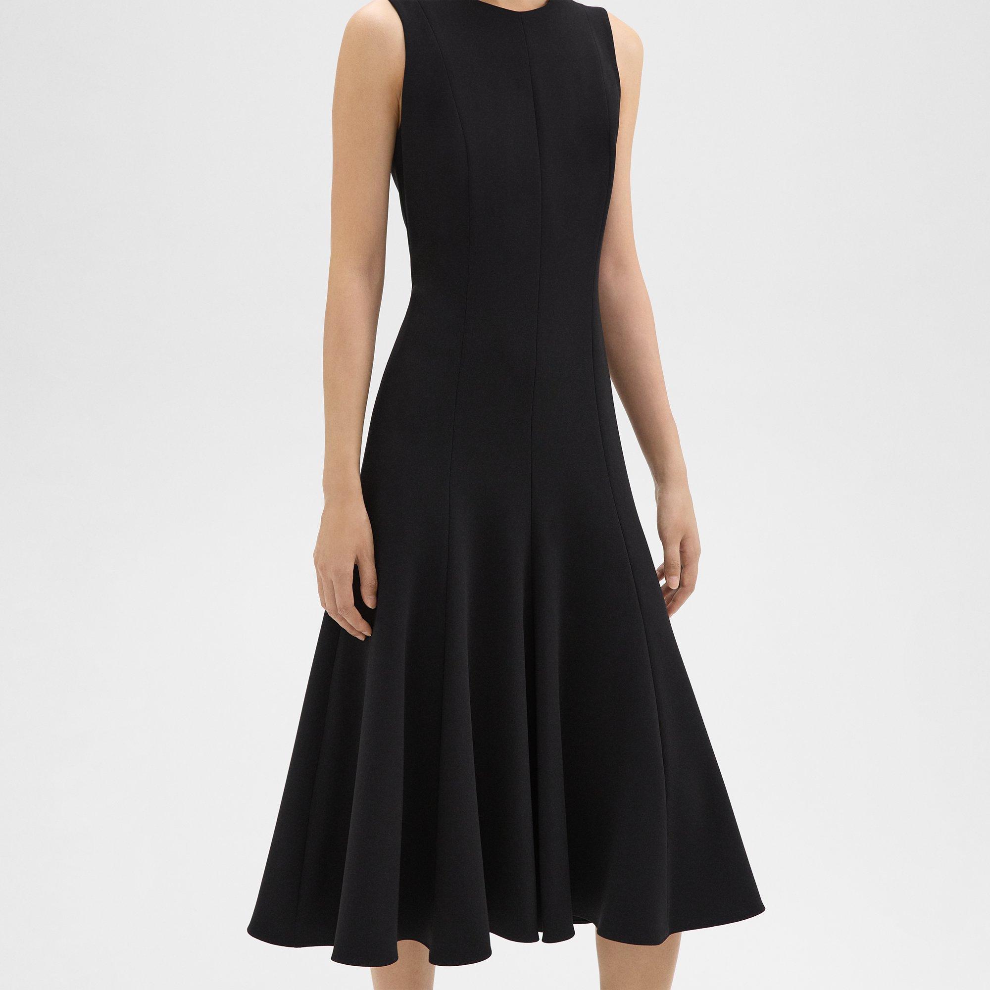 Sleeveless Fit-and-Flare Dress in Admiral Crepe