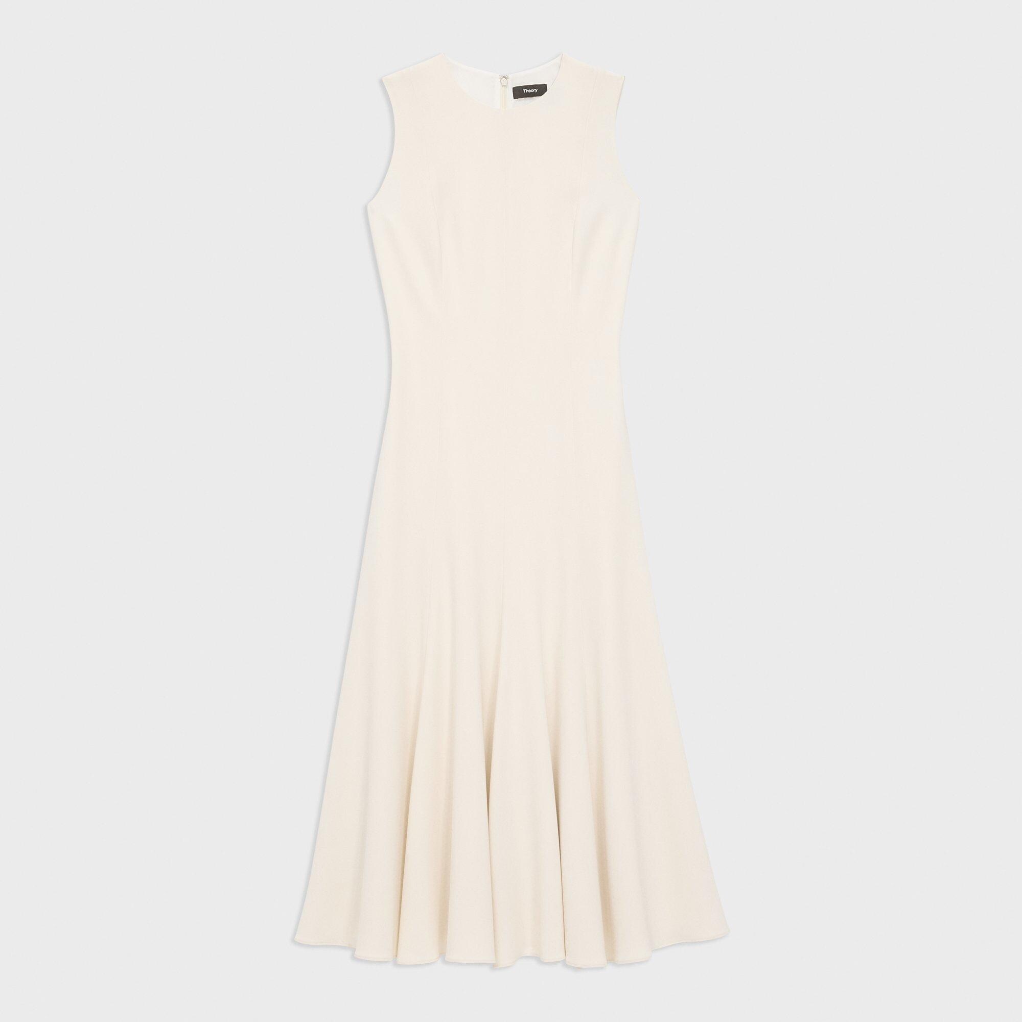 Sleeveless Fit-and-Flare Dress in Admiral Crepe