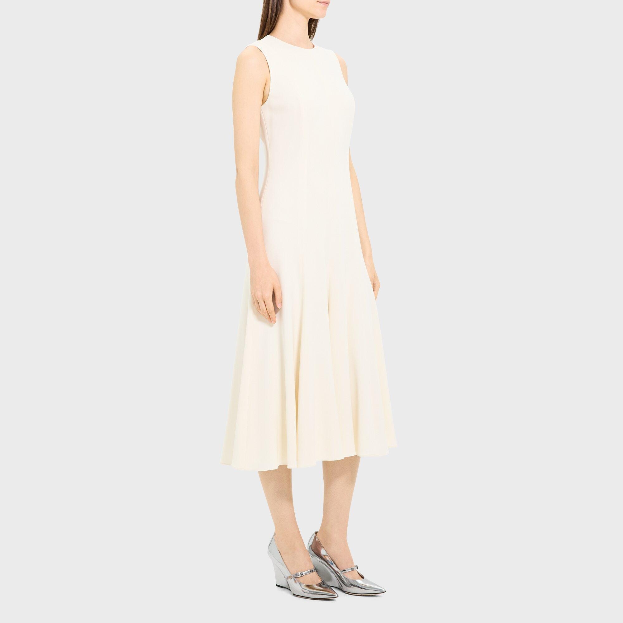 Sleeveless Fit-and-Flare Dress in Admiral Crepe