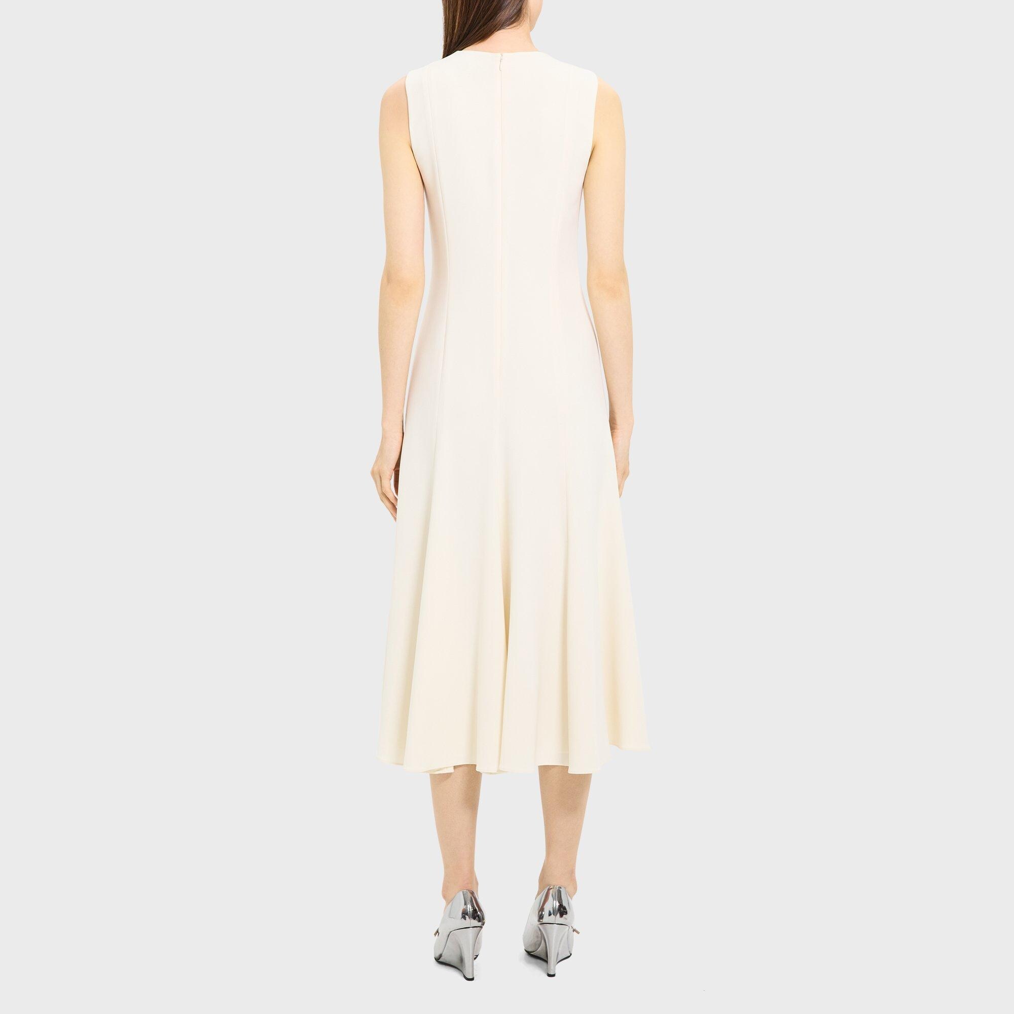 Sleeveless Fit-and-Flare Dress in Admiral Crepe