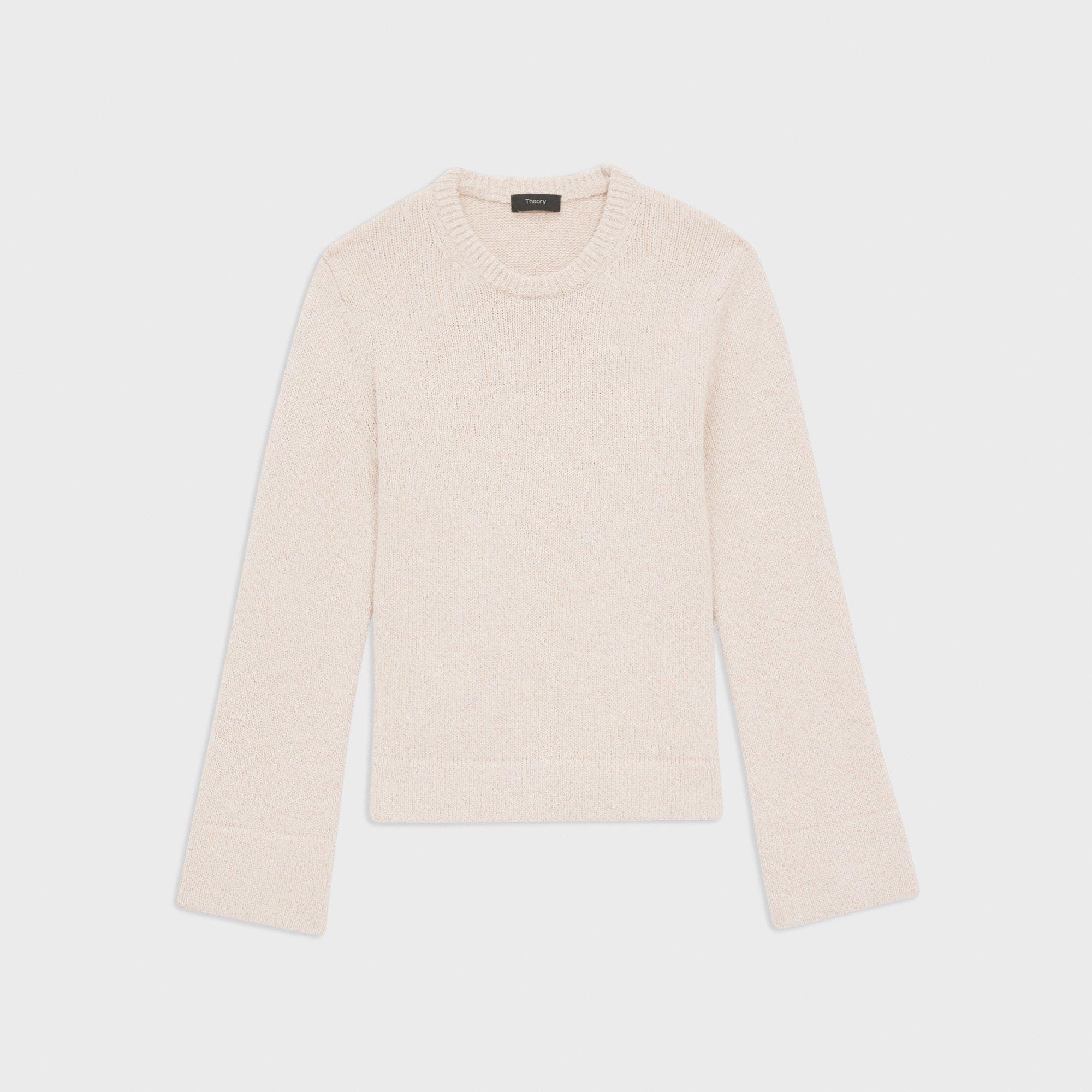 Slit Crewneck Sweater in Wool-Cashmere Bouclé