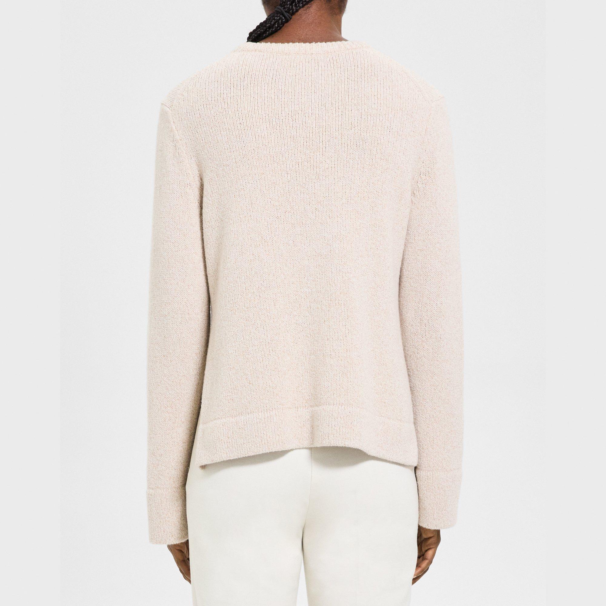 Slit Crewneck Sweater in Wool-Cashmere Bouclé