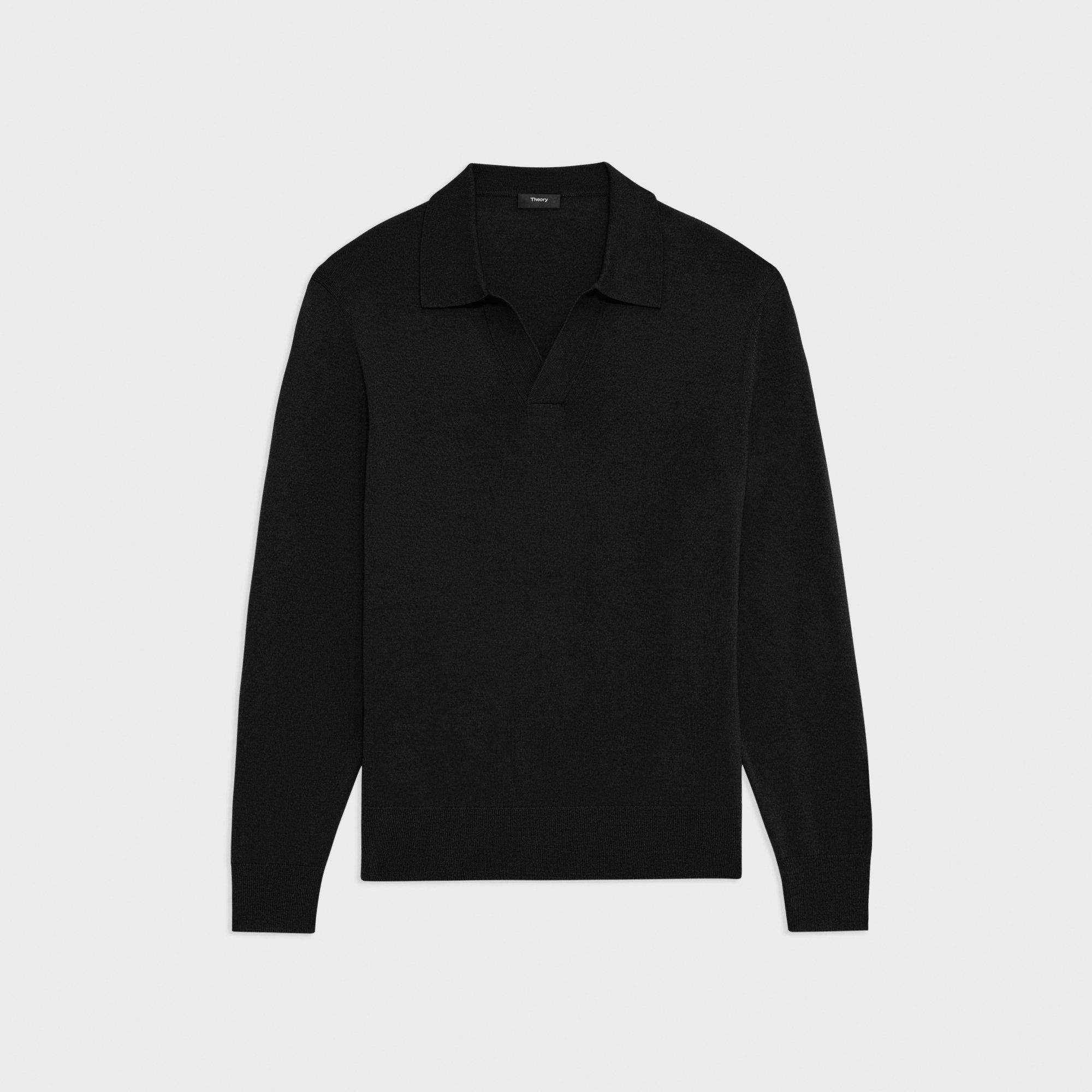 Briody Long-Sleeve Polo in Merino Wool