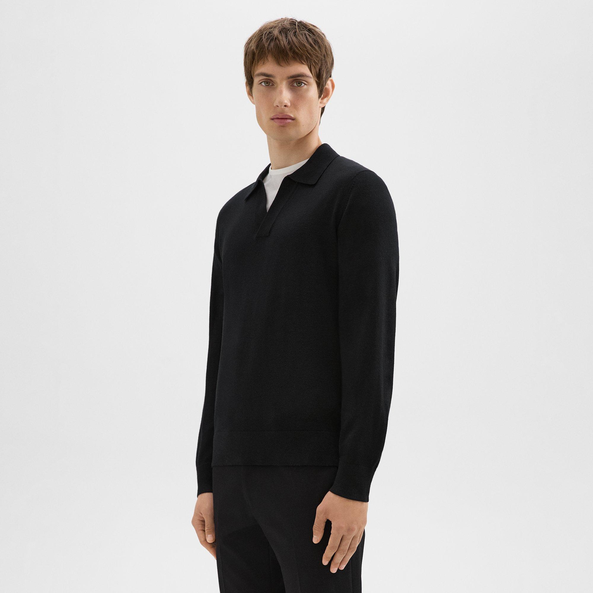 Briody Long-Sleeve Polo in Merino Wool