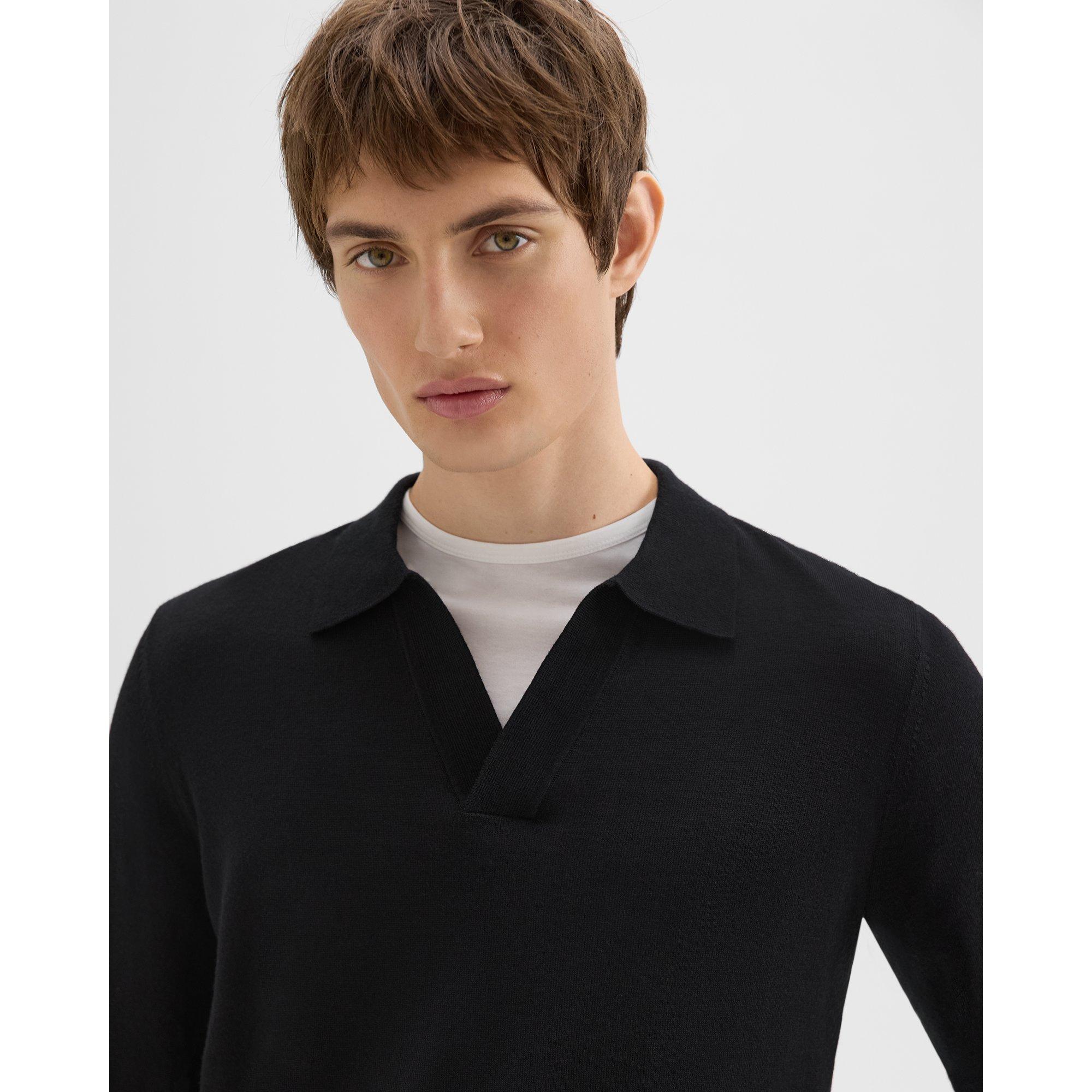 Briody Long-Sleeve Polo in Merino Wool