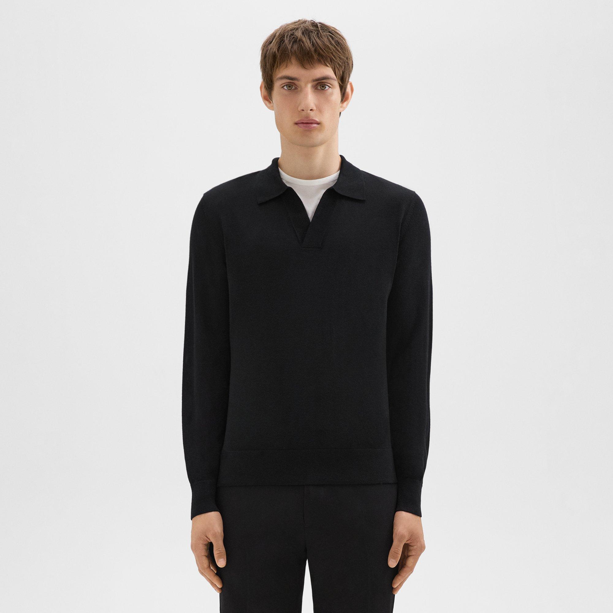 Briody Long-Sleeve Polo in Merino Wool