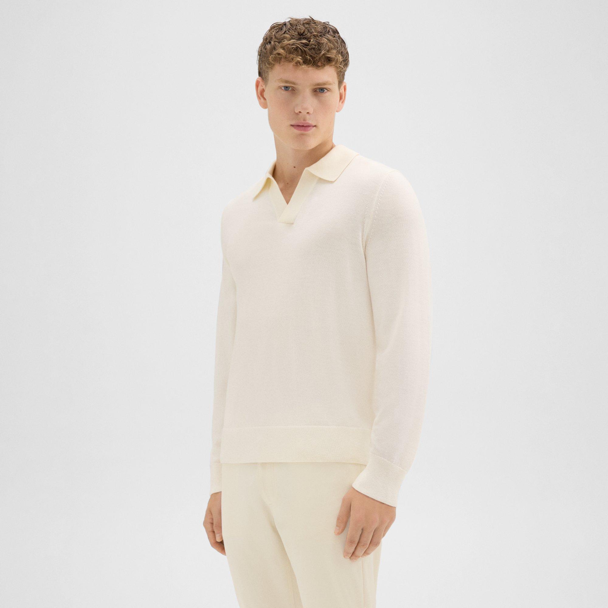 Briody Long-Sleeve Polo in Merino Wool