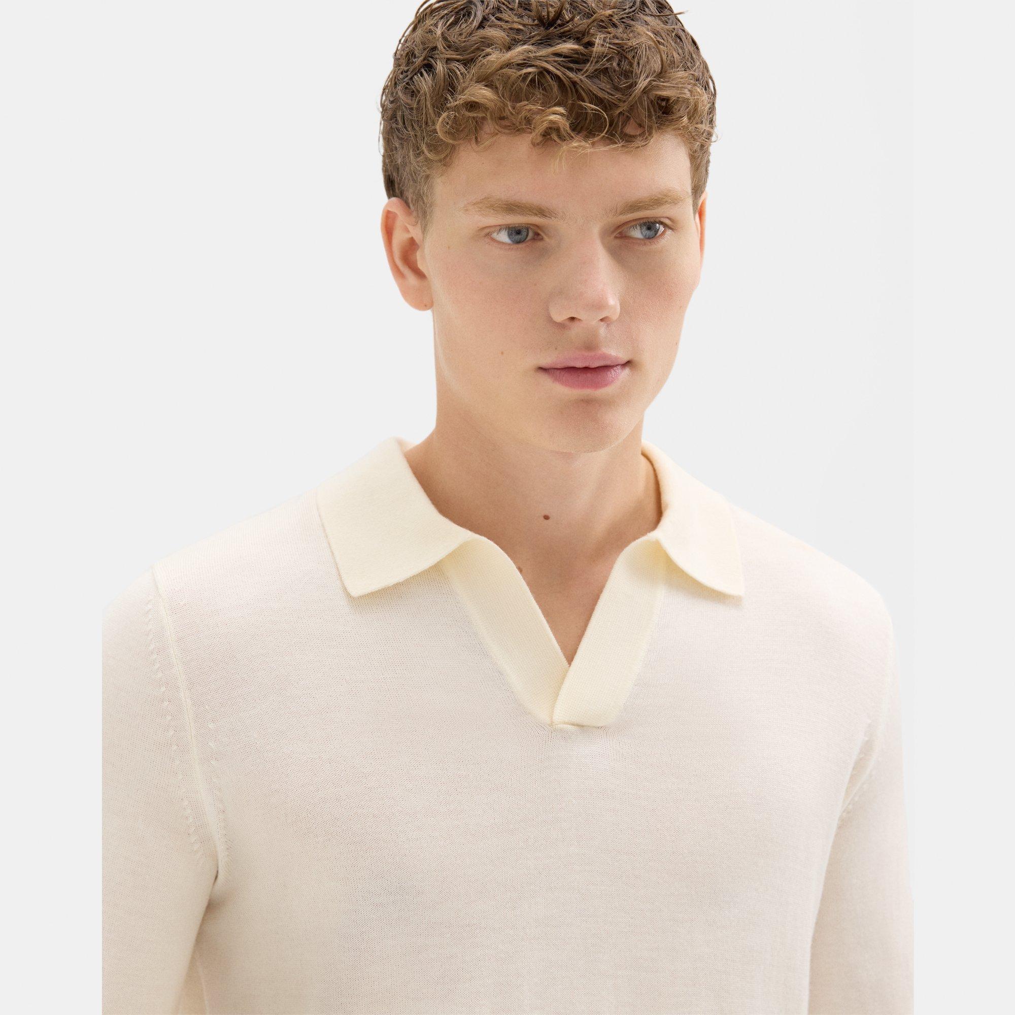 Briody Long-Sleeve Polo in Merino Wool