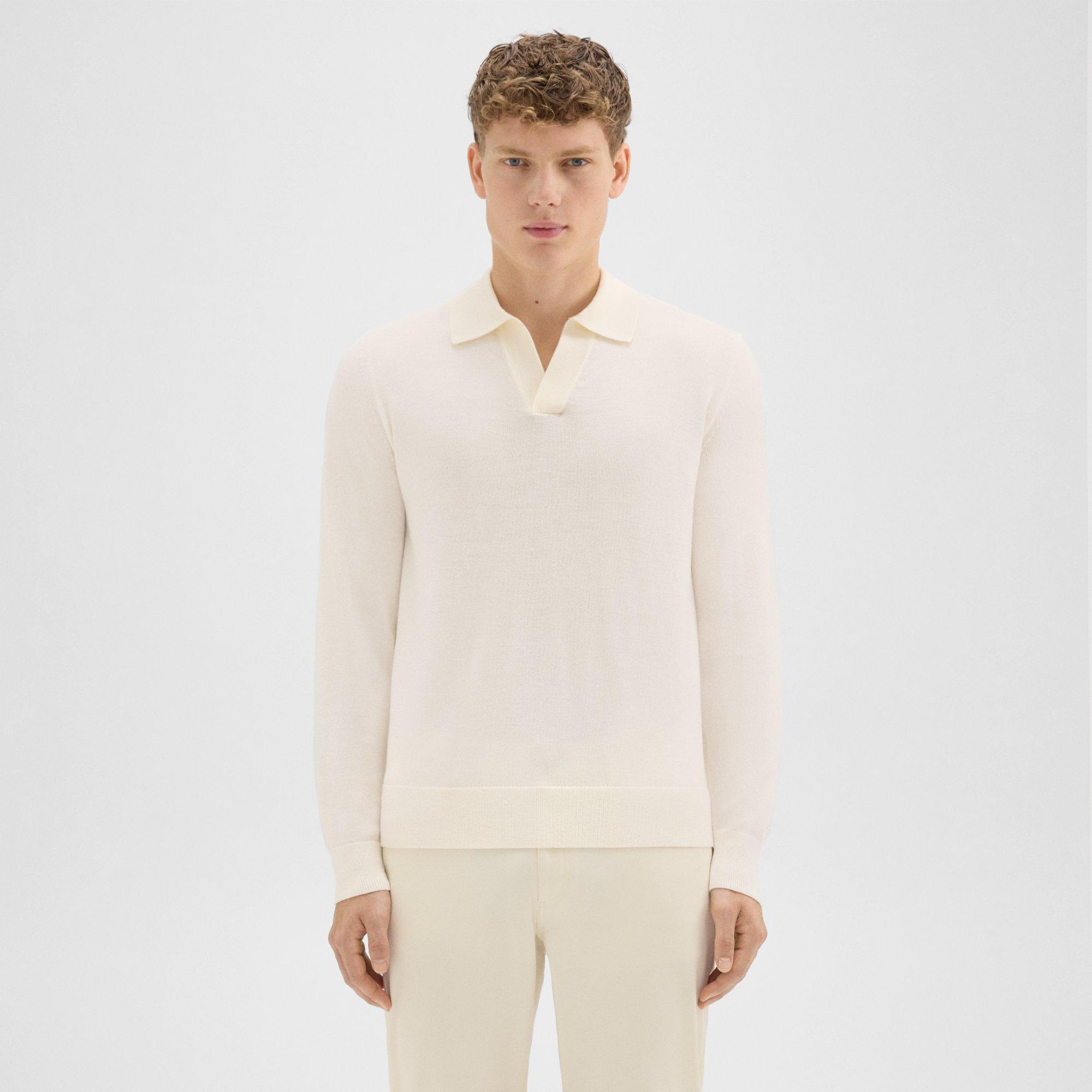 Briody Long-Sleeve Polo in Merino Wool