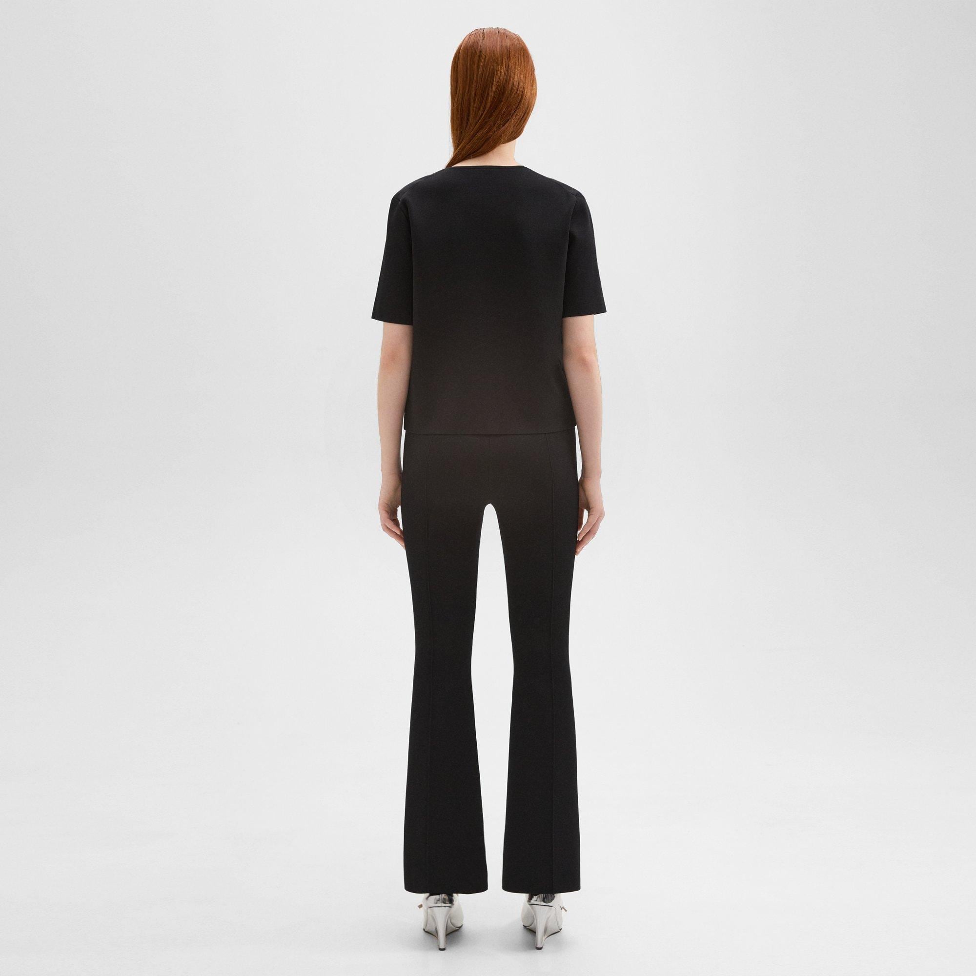 Flared Full Length Pant in Crepe Knit