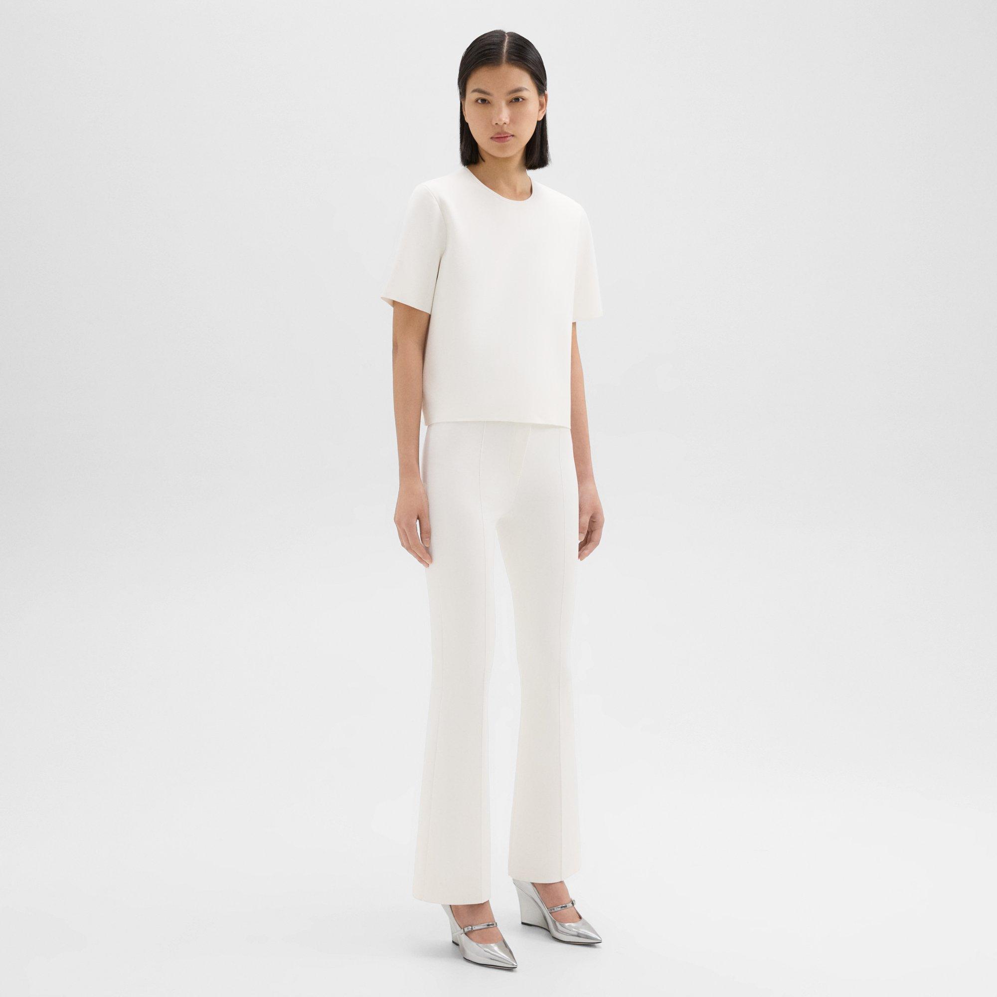 Crepe Knit Flared Full Length Pant | Theory