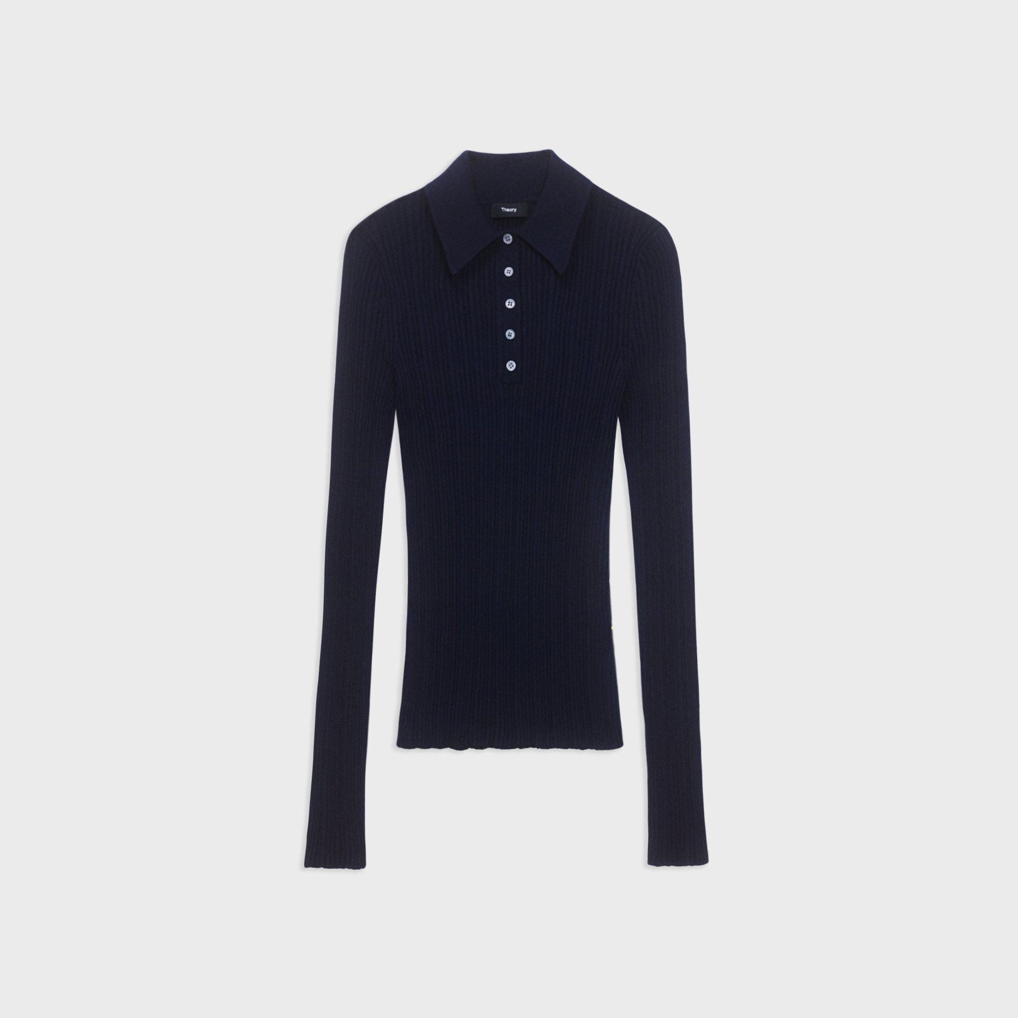 Slim Polo in Wool-Viscose Crepe