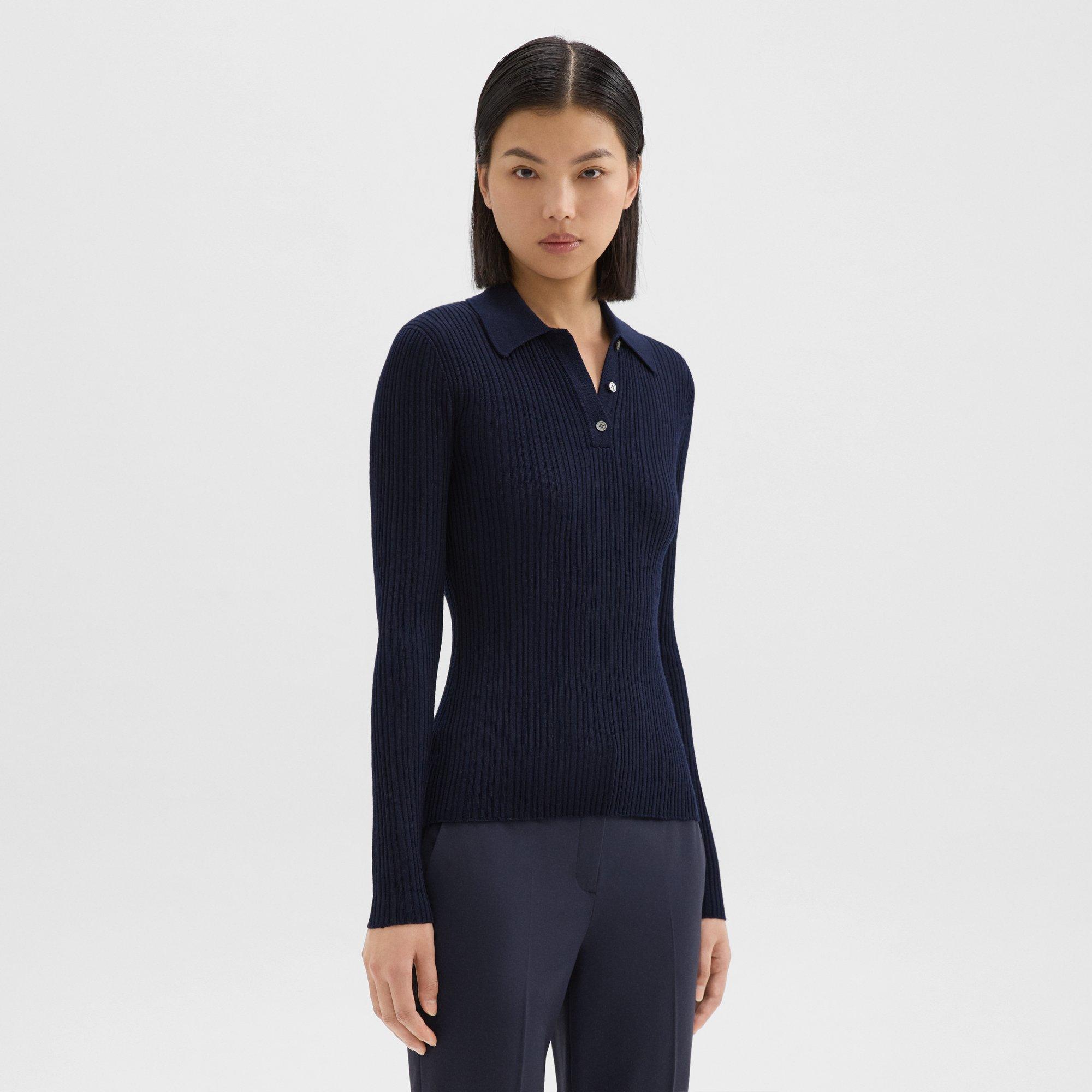 Slim Polo in Wool-Viscose Crepe