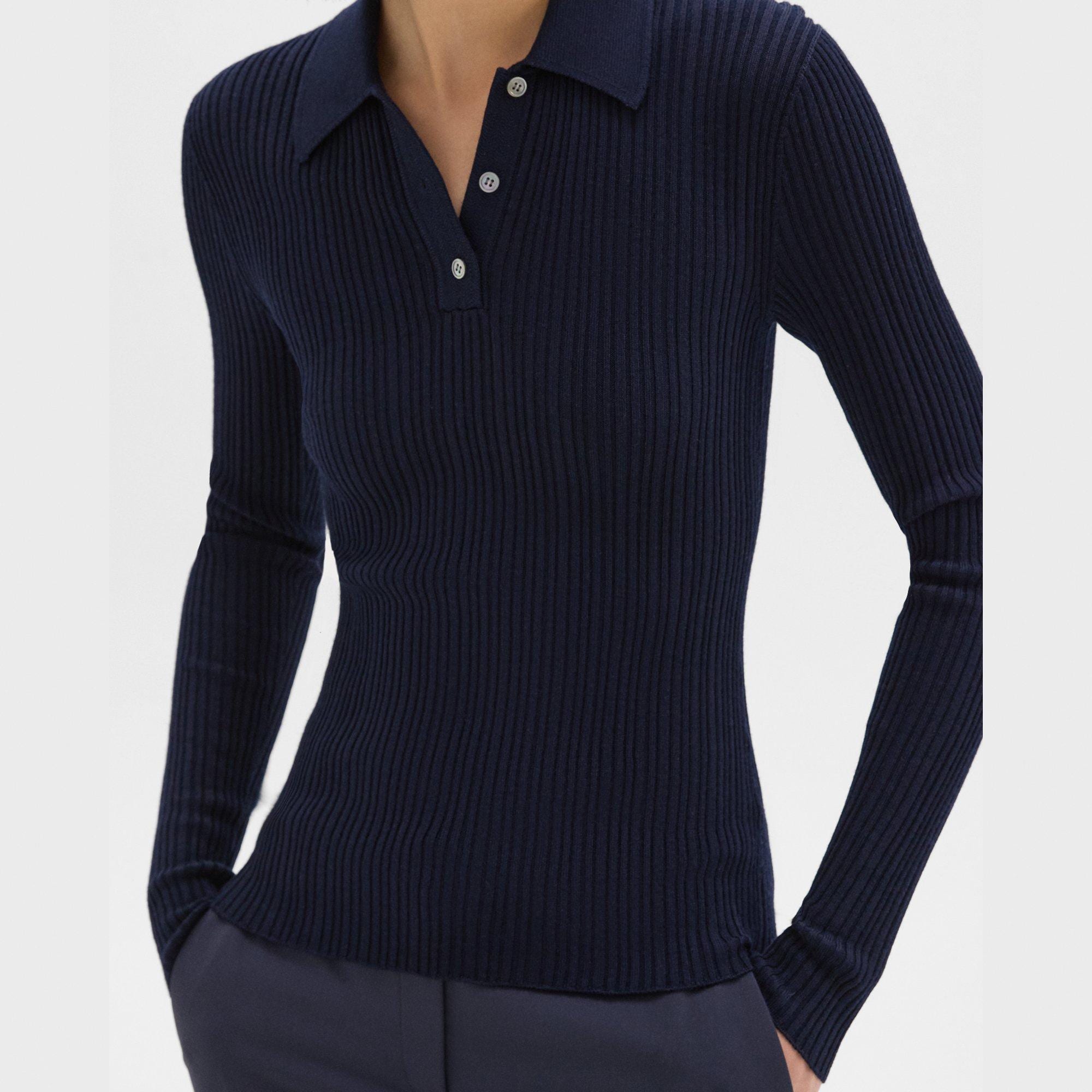 Slim Polo in Wool-Viscose Crepe