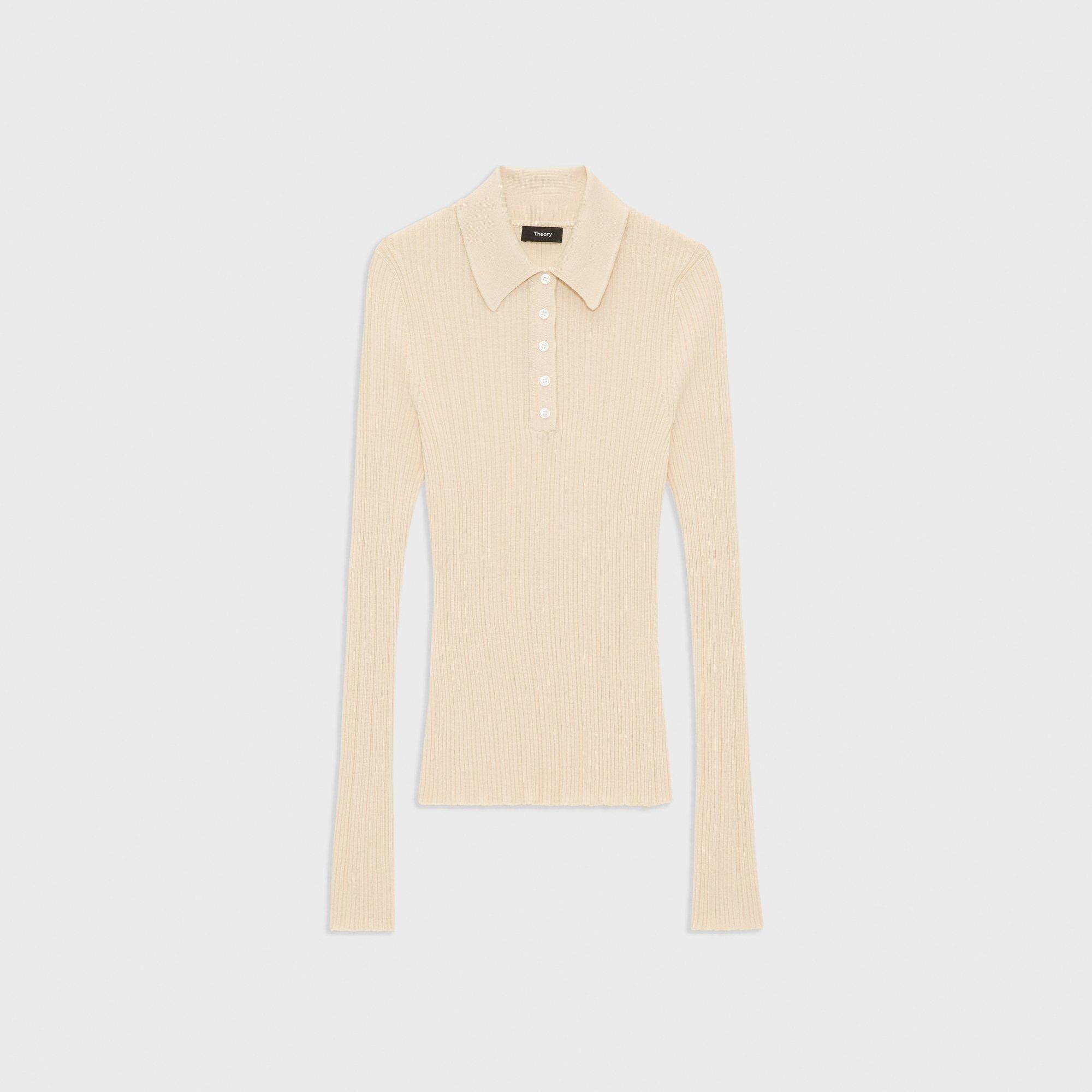 Slim Polo in Wool-Viscose Crepe