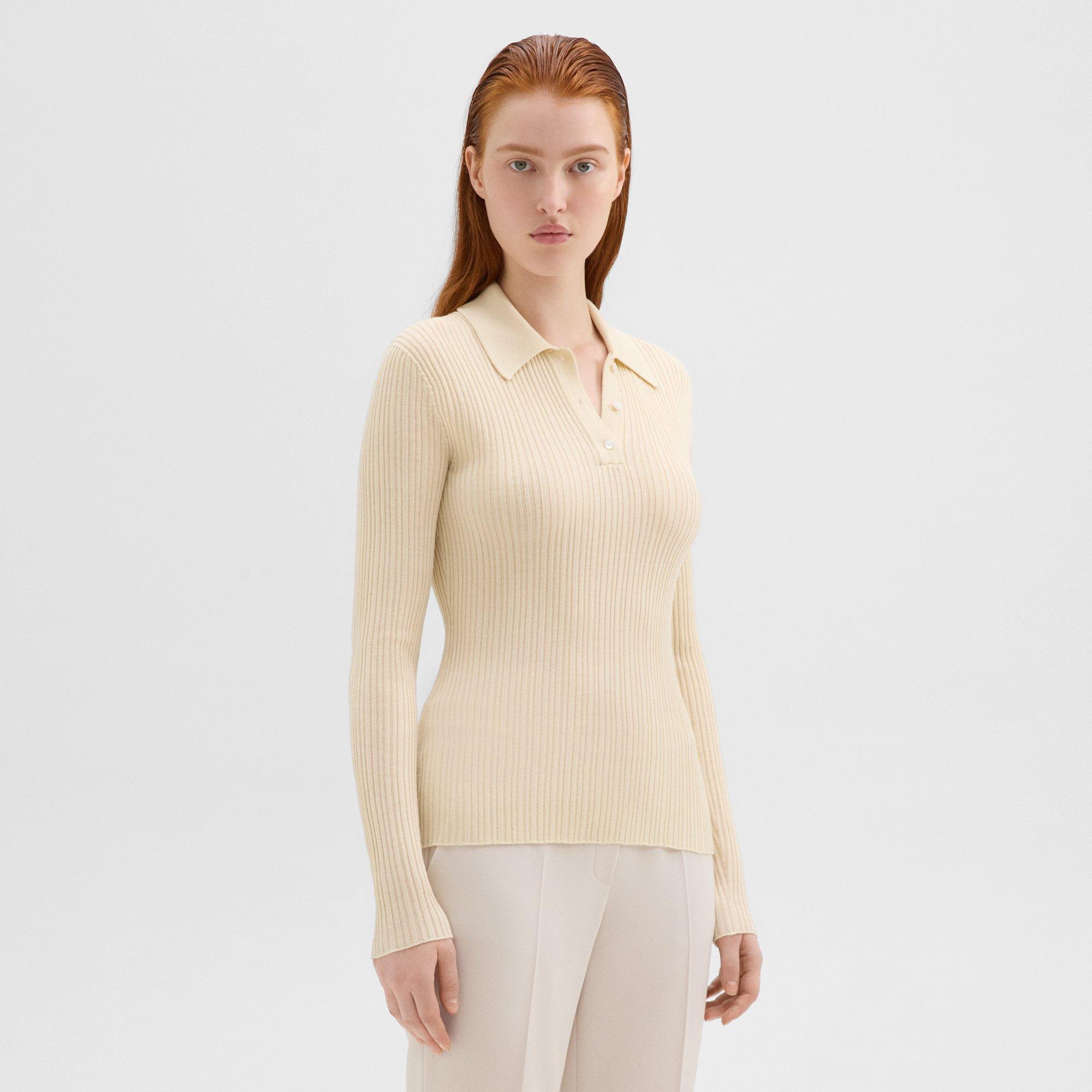 Slim Polo in Wool-Viscose Crepe