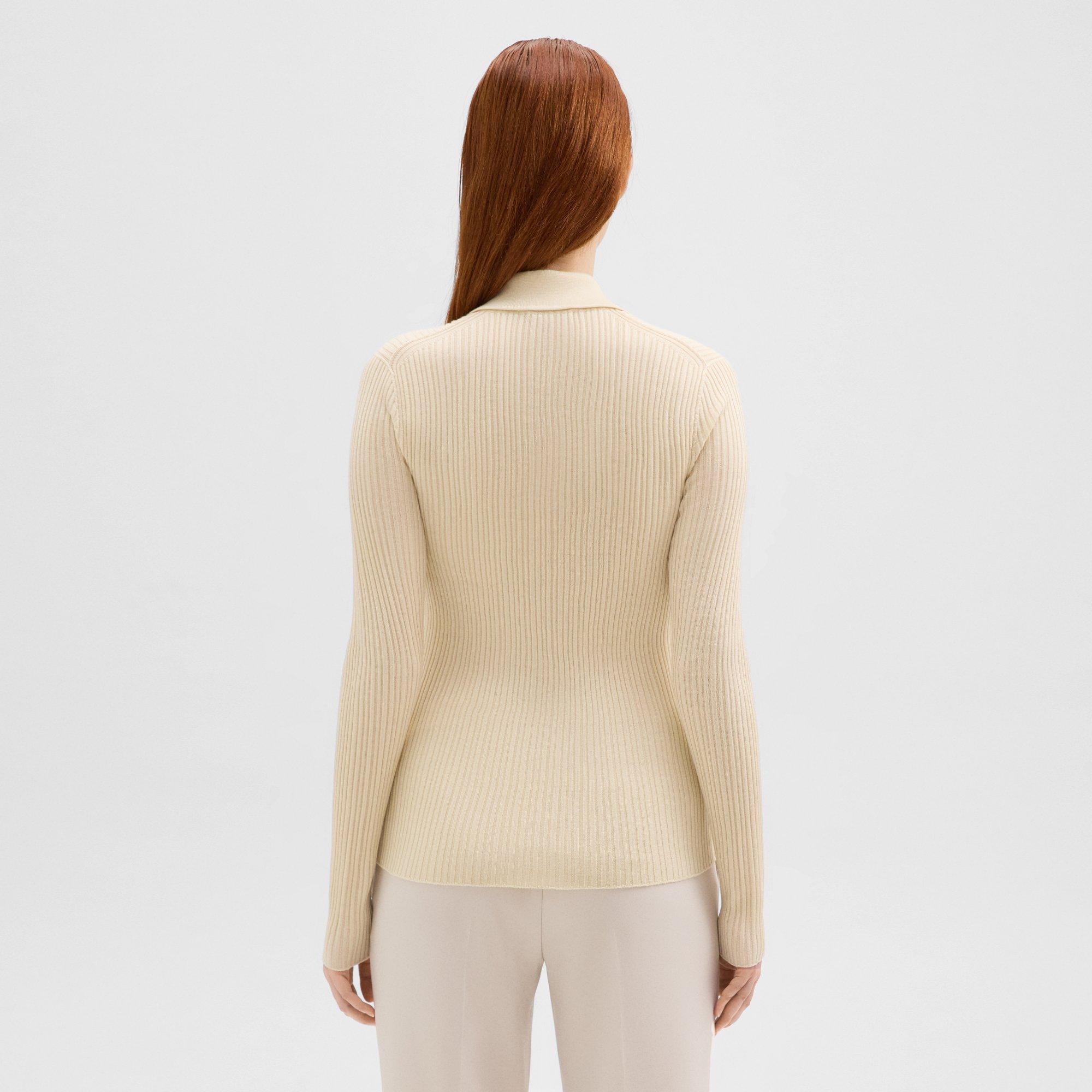 Slim Polo in Wool-Viscose Crepe