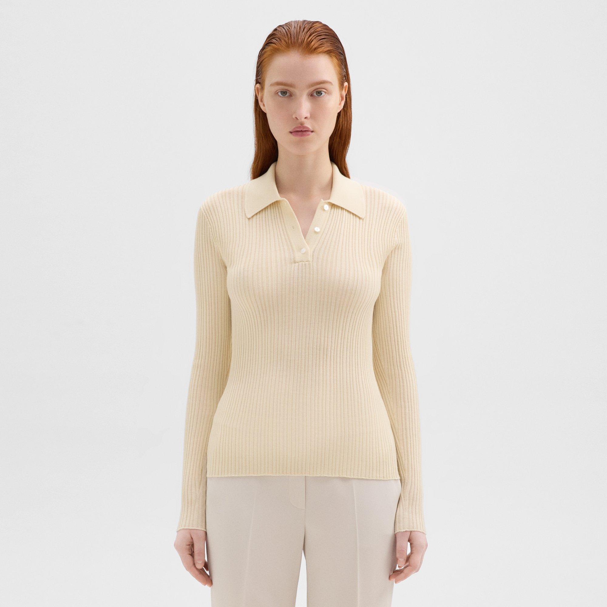 Slim Polo in Wool-Viscose Crepe