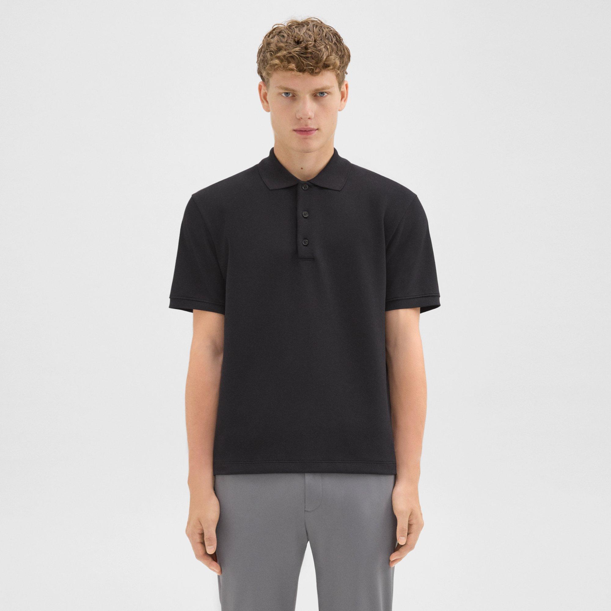 띠어리 Theory Jocelin Polo Shirt in Studio Knit Jacquard,BLACK