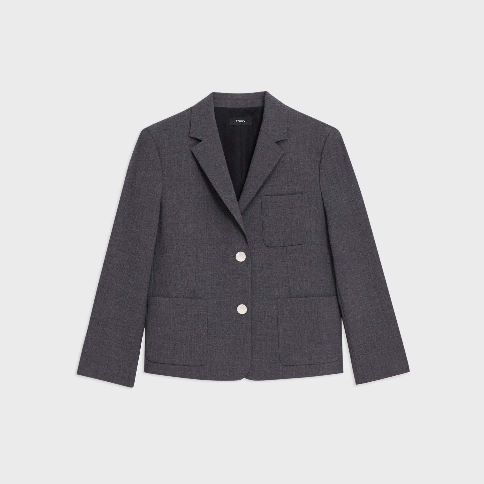 Kastenförmiger Blazer mit aufgesetzten Taschen aus Good Wool