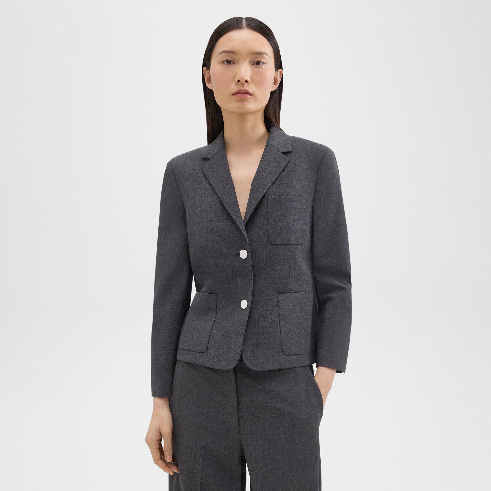 Good Wool Boxy Patch Pocket Blazer | Theory