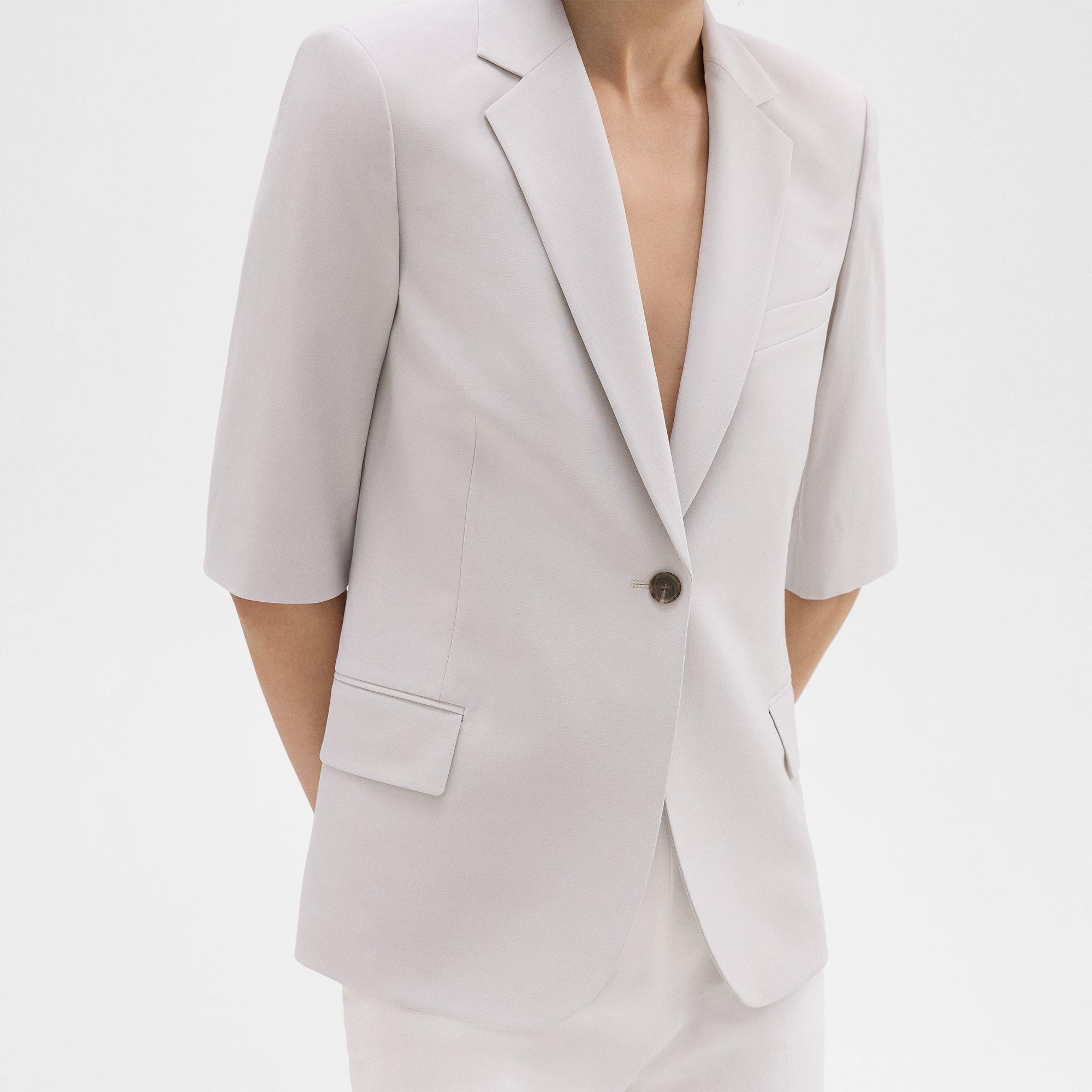 Short-Sleeve Blazer in Good Wool