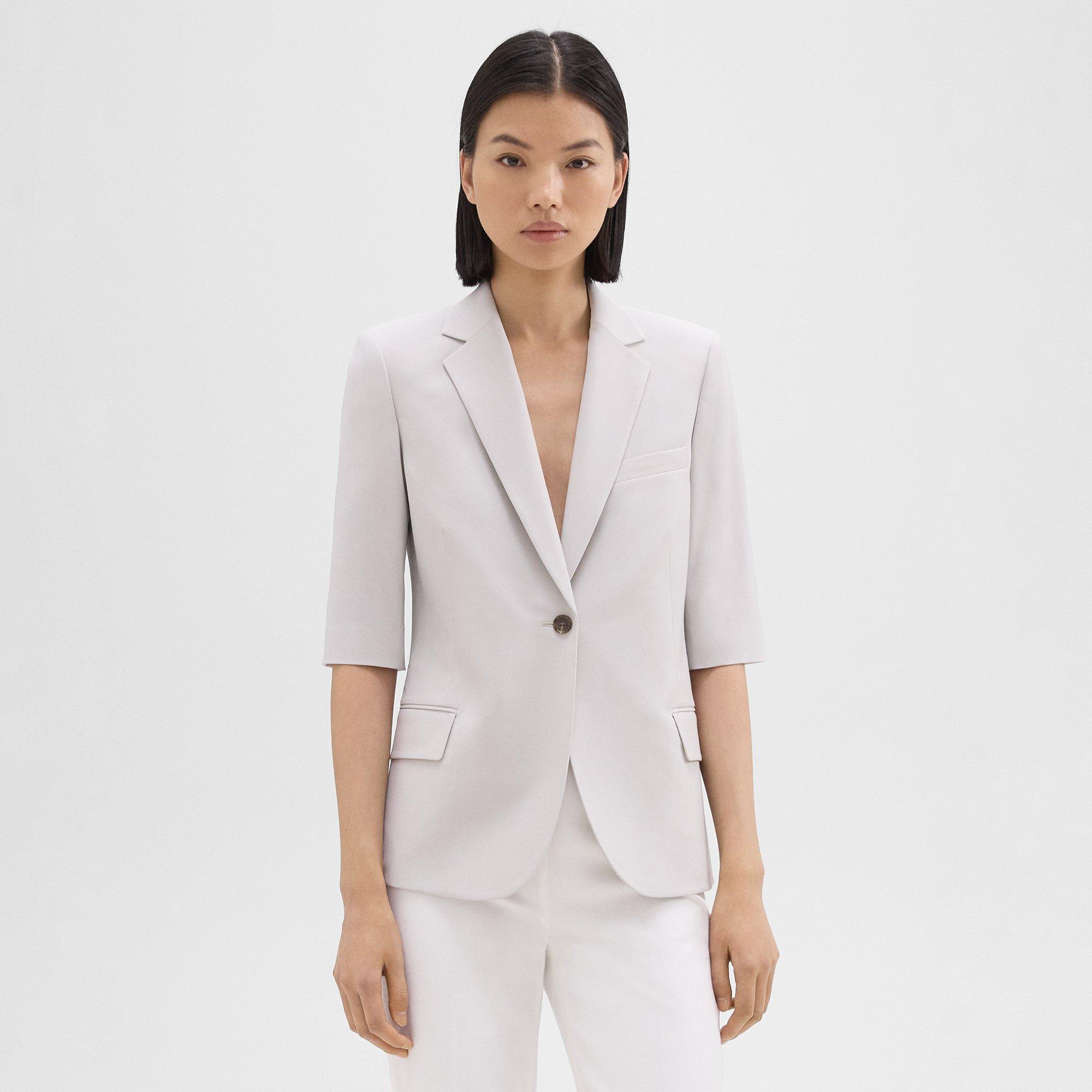 Short-Sleeve Blazer in Good Wool